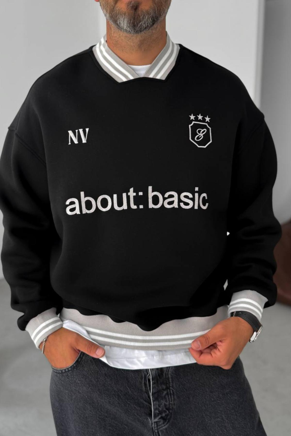 Wholesale Men Black Printed Sweatshirt 739122