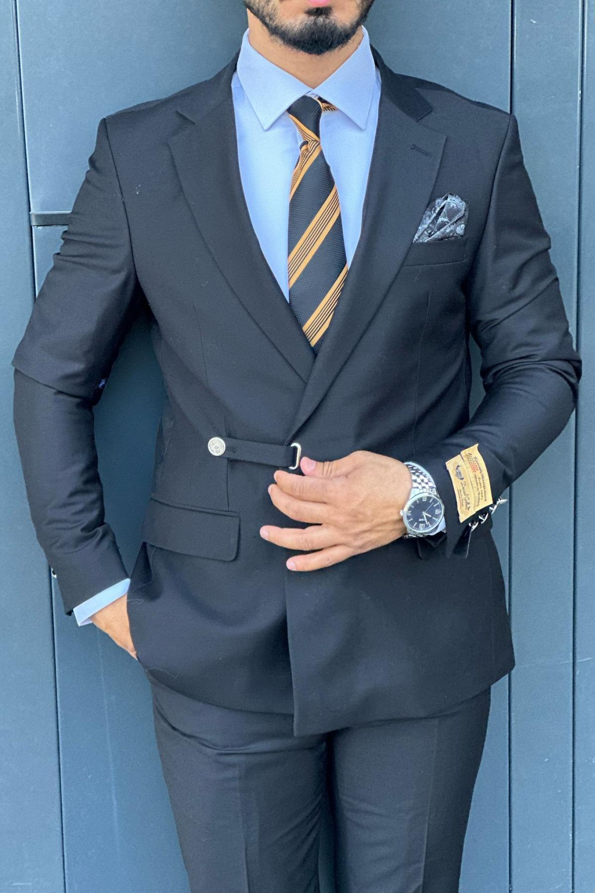 Wholesale Men Black Two-Piece Suit 738952