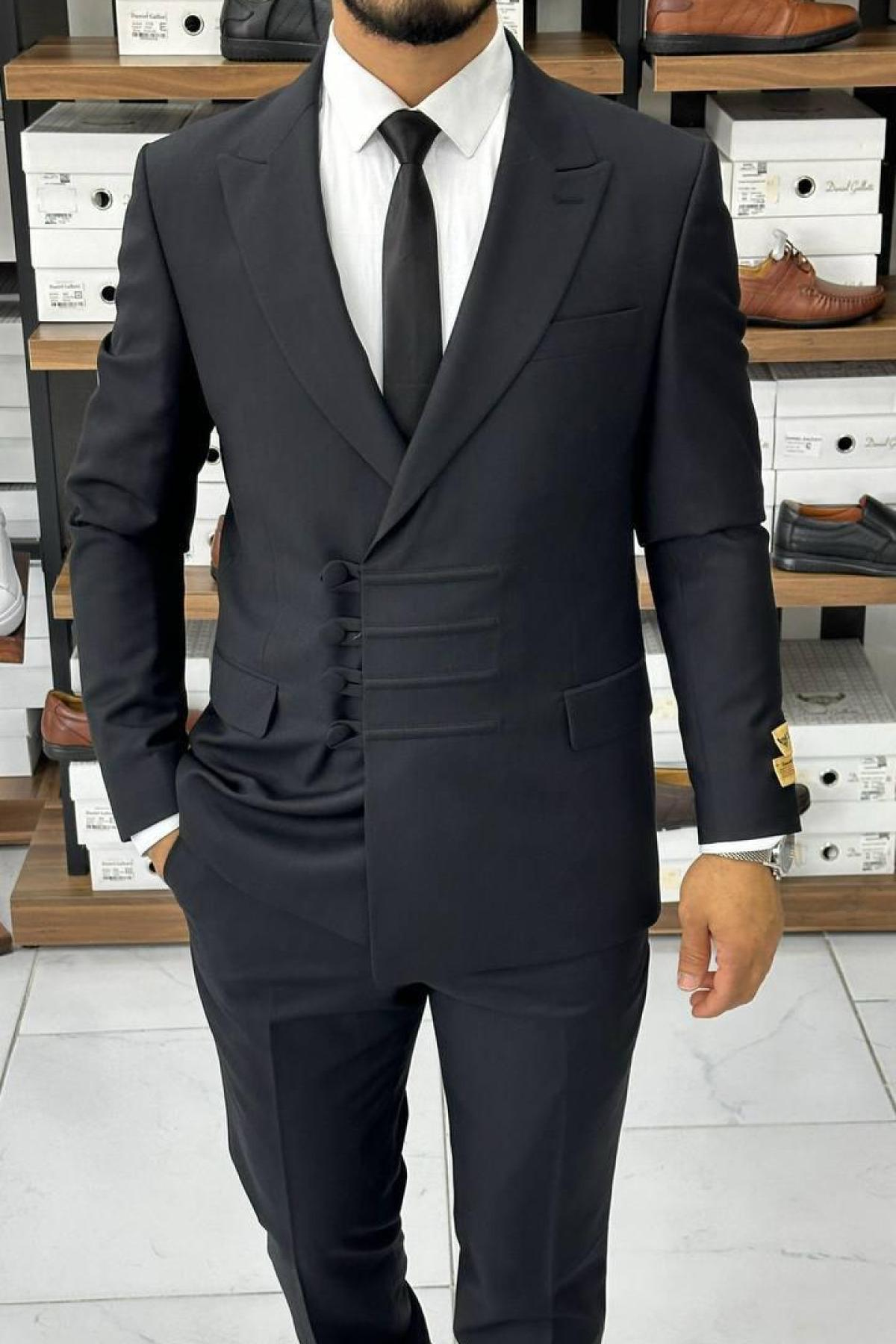 Wholesale Men Black Two-Piece Suit 739049