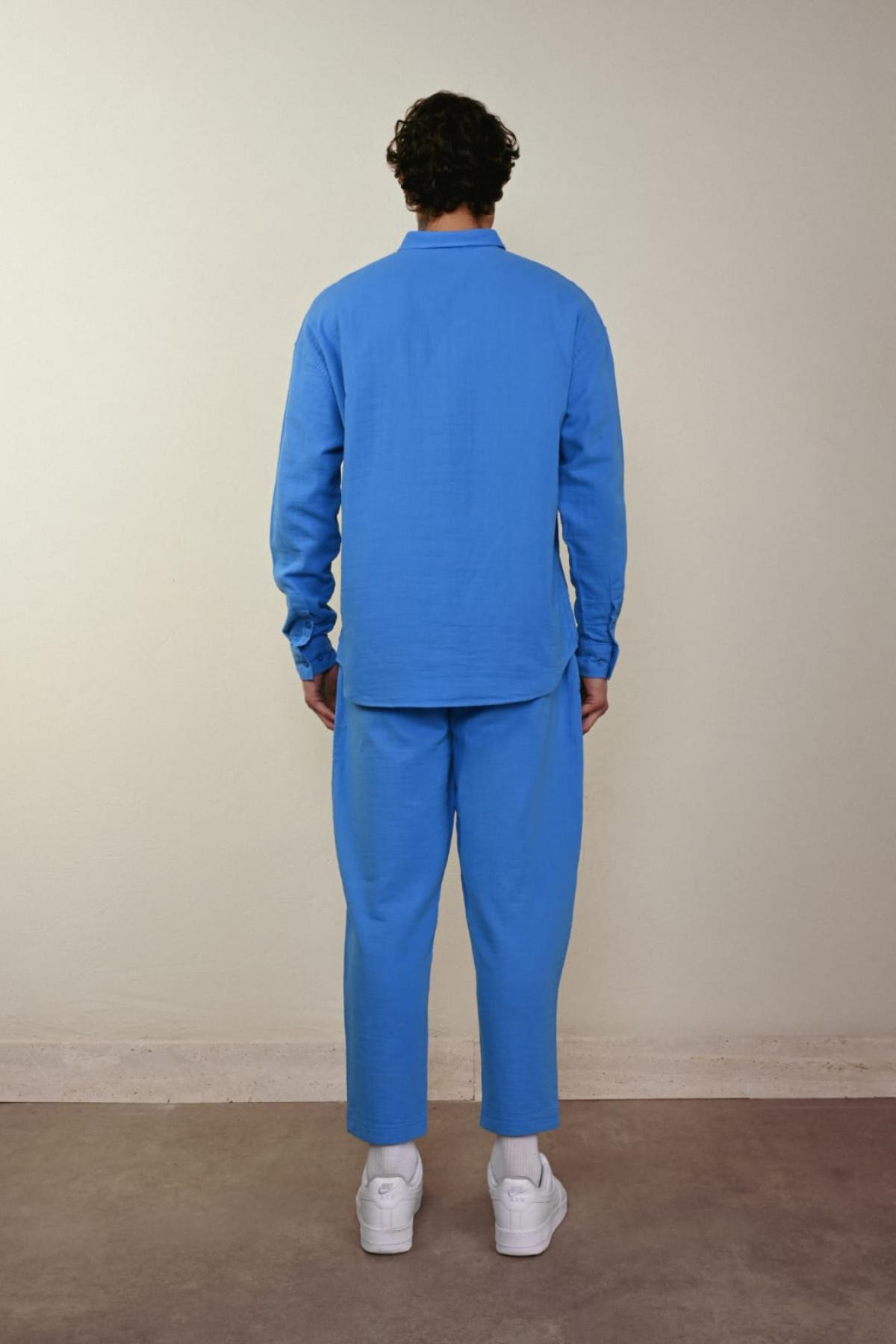 Wholesale Men Blue Long-Sleeve Shirt 739151