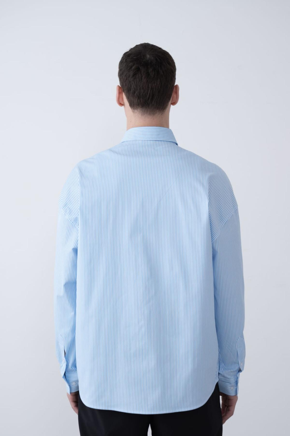 Wholesale Men Blue Long-Sleeve Shirt 739089