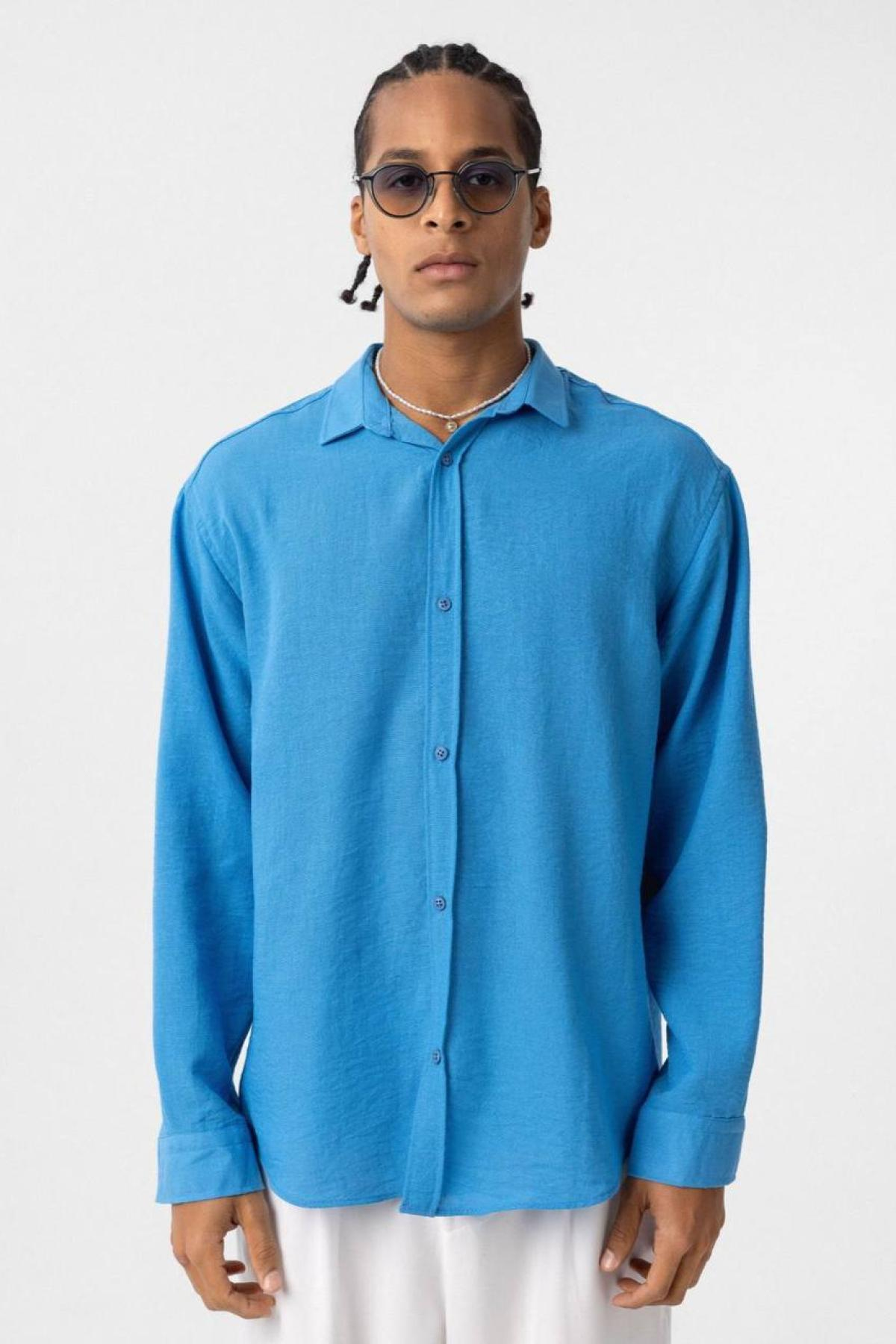 Wholesale Men Blue Oversize Shirt 731267