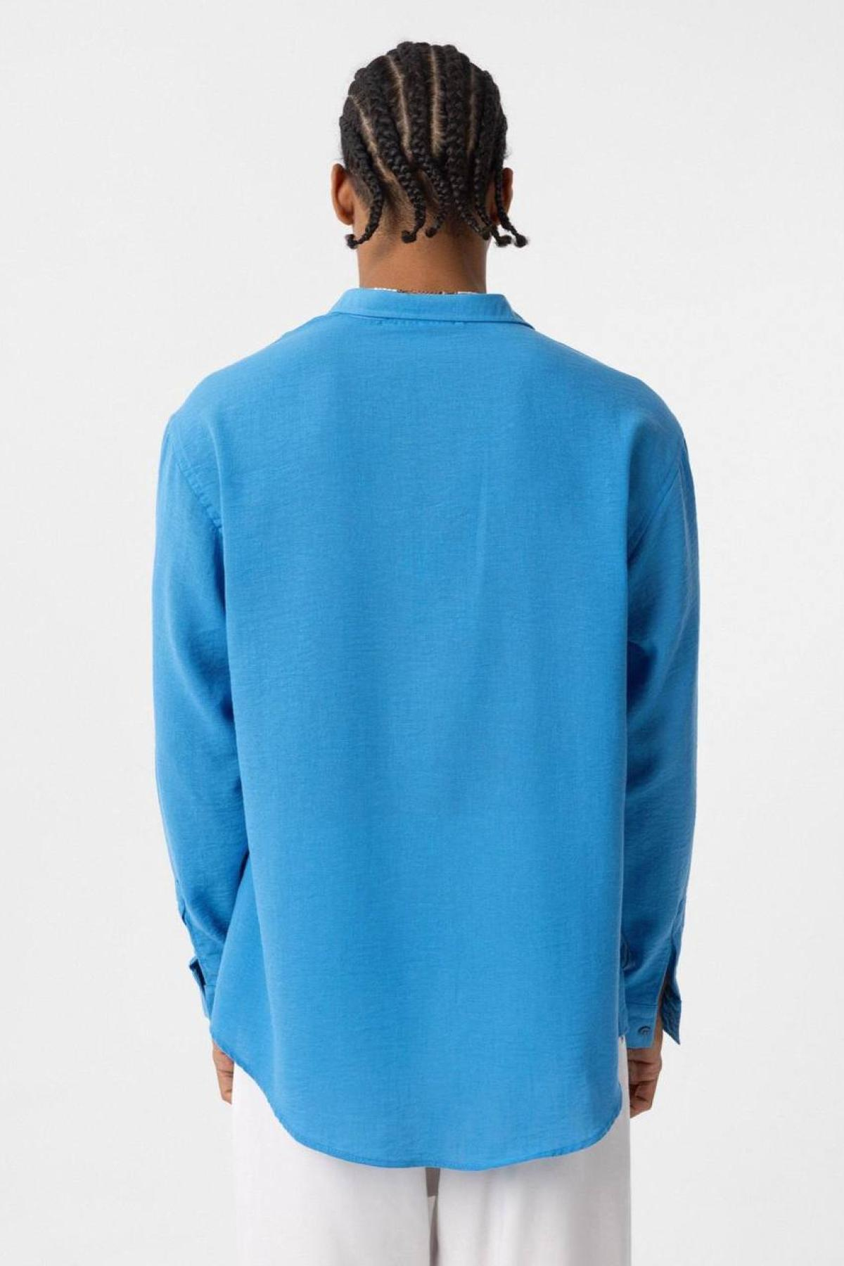 Wholesale Men Blue Oversize Shirt 731267