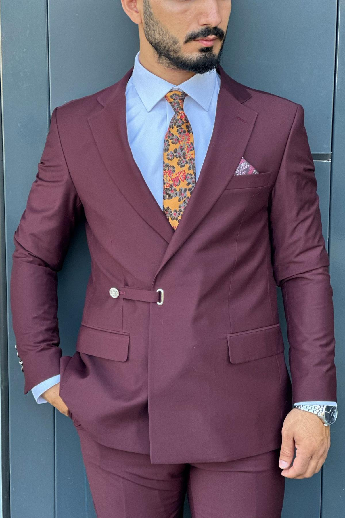 Wholesale Men Bordeaux Two-Piece Suit 738954