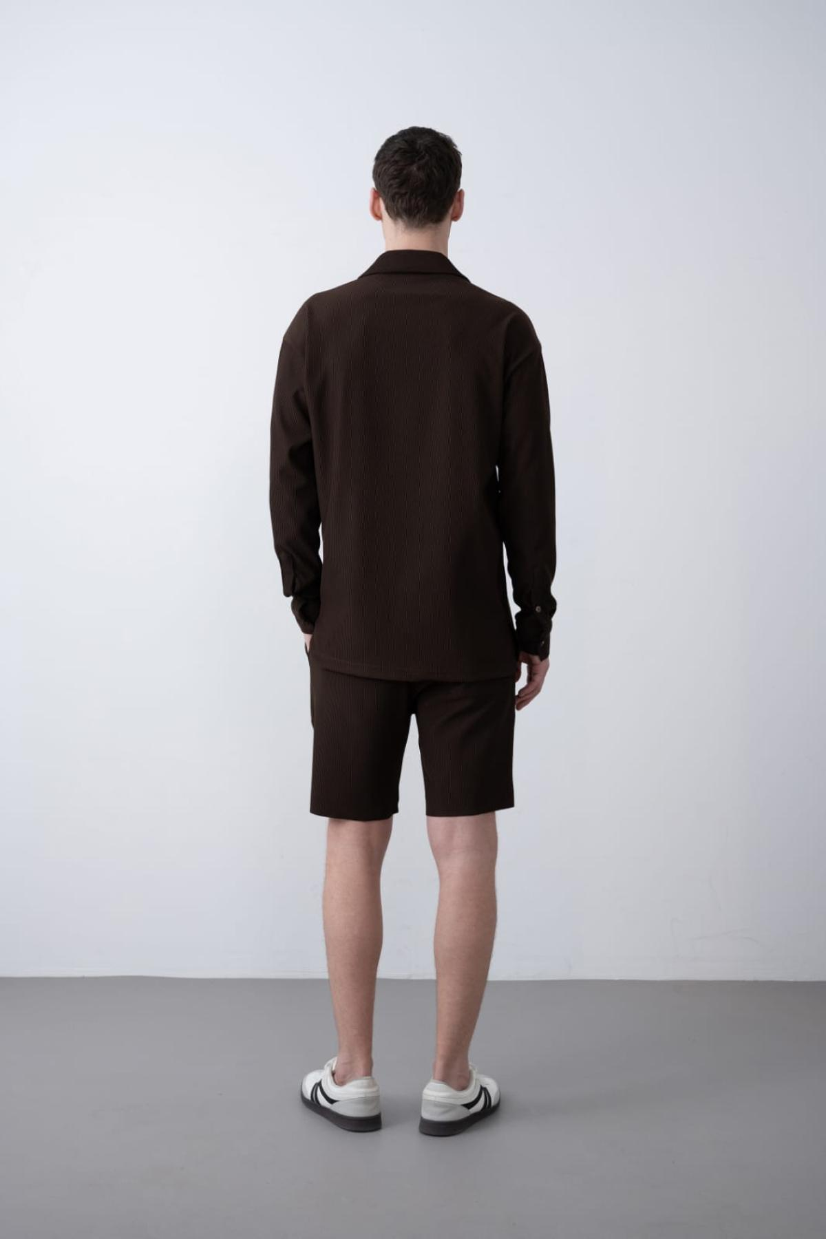 Wholesale Men Brown Long-Sleeve Shirt 739097