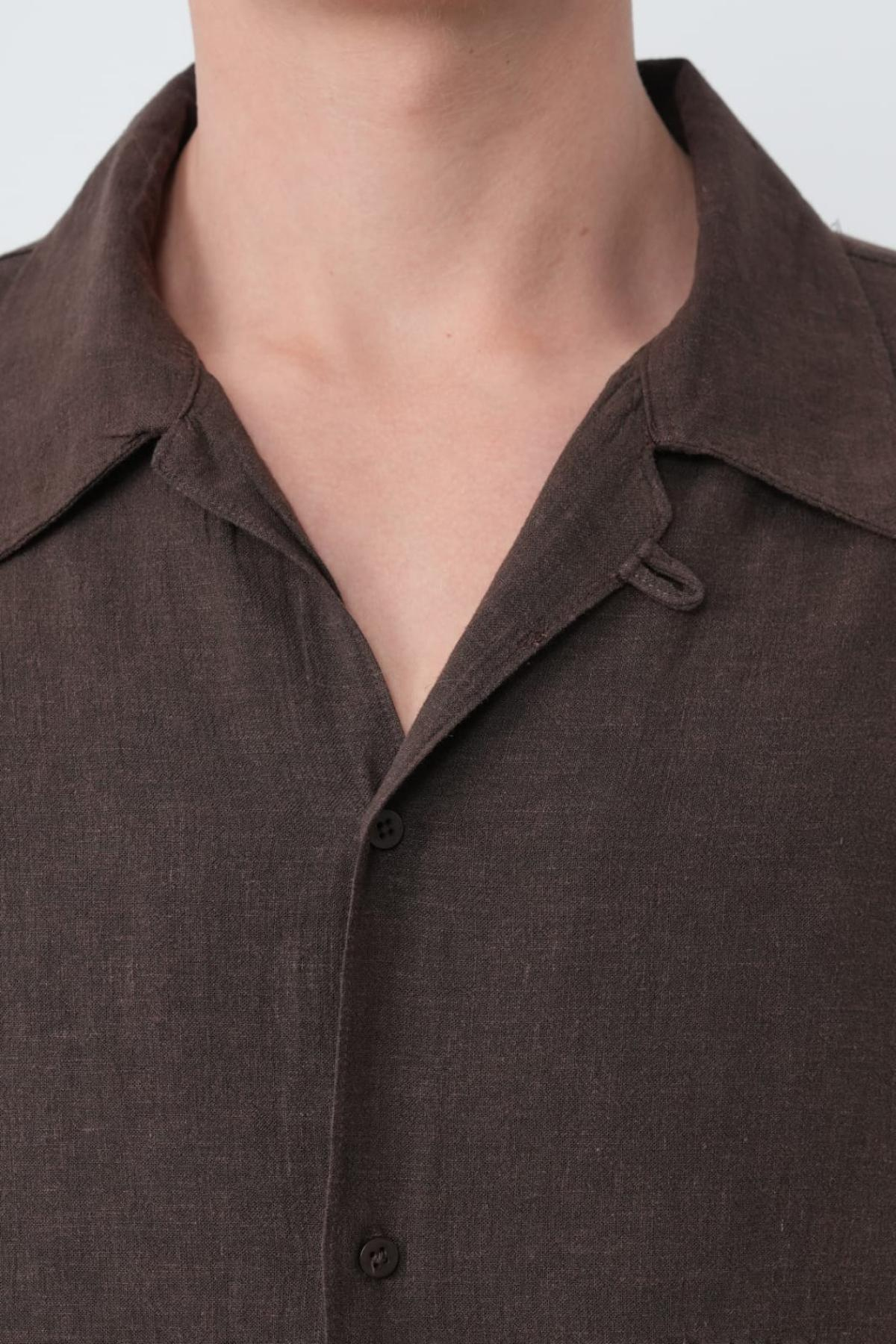 Wholesale Men Brown Long-Sleeve Shirt 739084