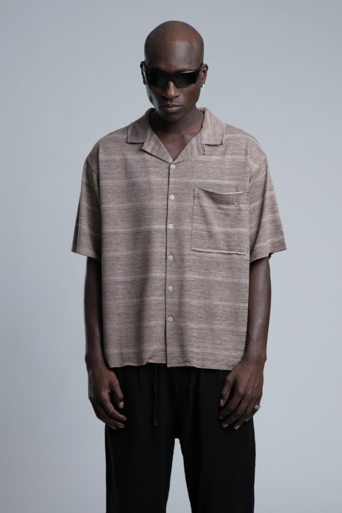 Wholesale Men Brown Short Sleeve Shirt 730433