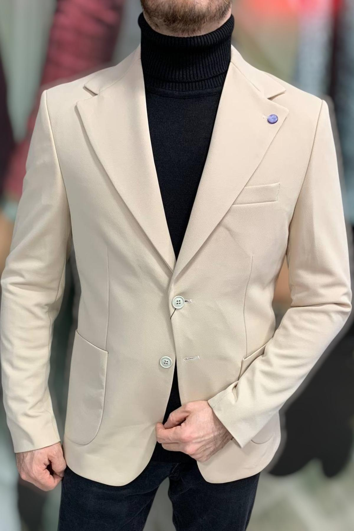 Wholesale Men Champagne Single Breasted Blazer Jacket 720207