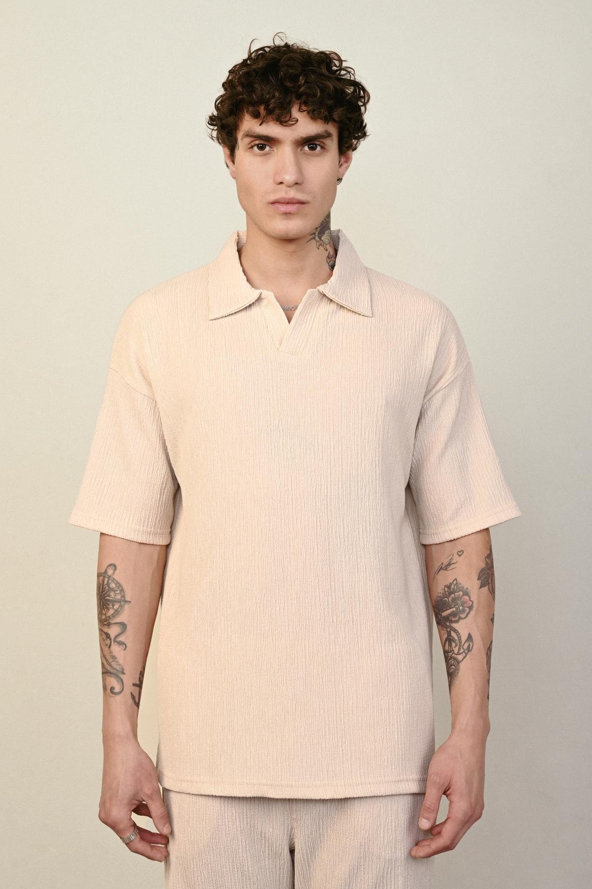 Wholesale Men Cream T-shirt 721521