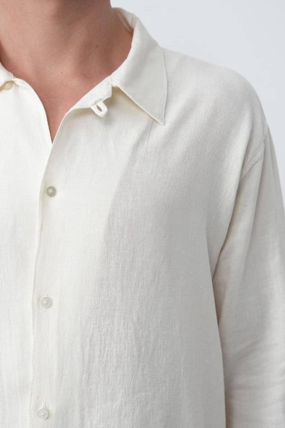 Wholesale Men Ecru Long-Sleeve Shirt 739083