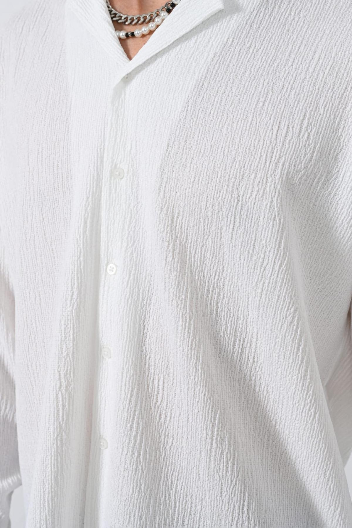 Wholesale Men Ecru Long-Sleeve Shirt 739110