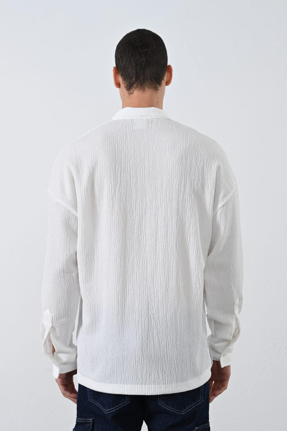Wholesale Men Ecru Long-Sleeve Shirt 739110
