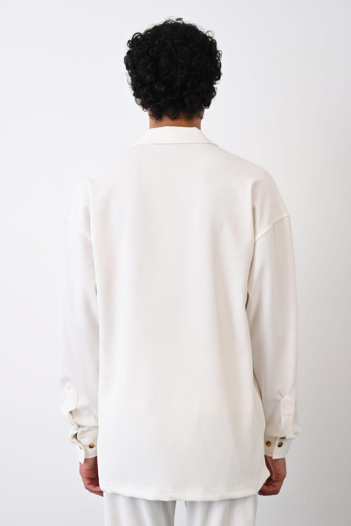 Wholesale Men Ecru Long-Sleeve Shirt 739092
