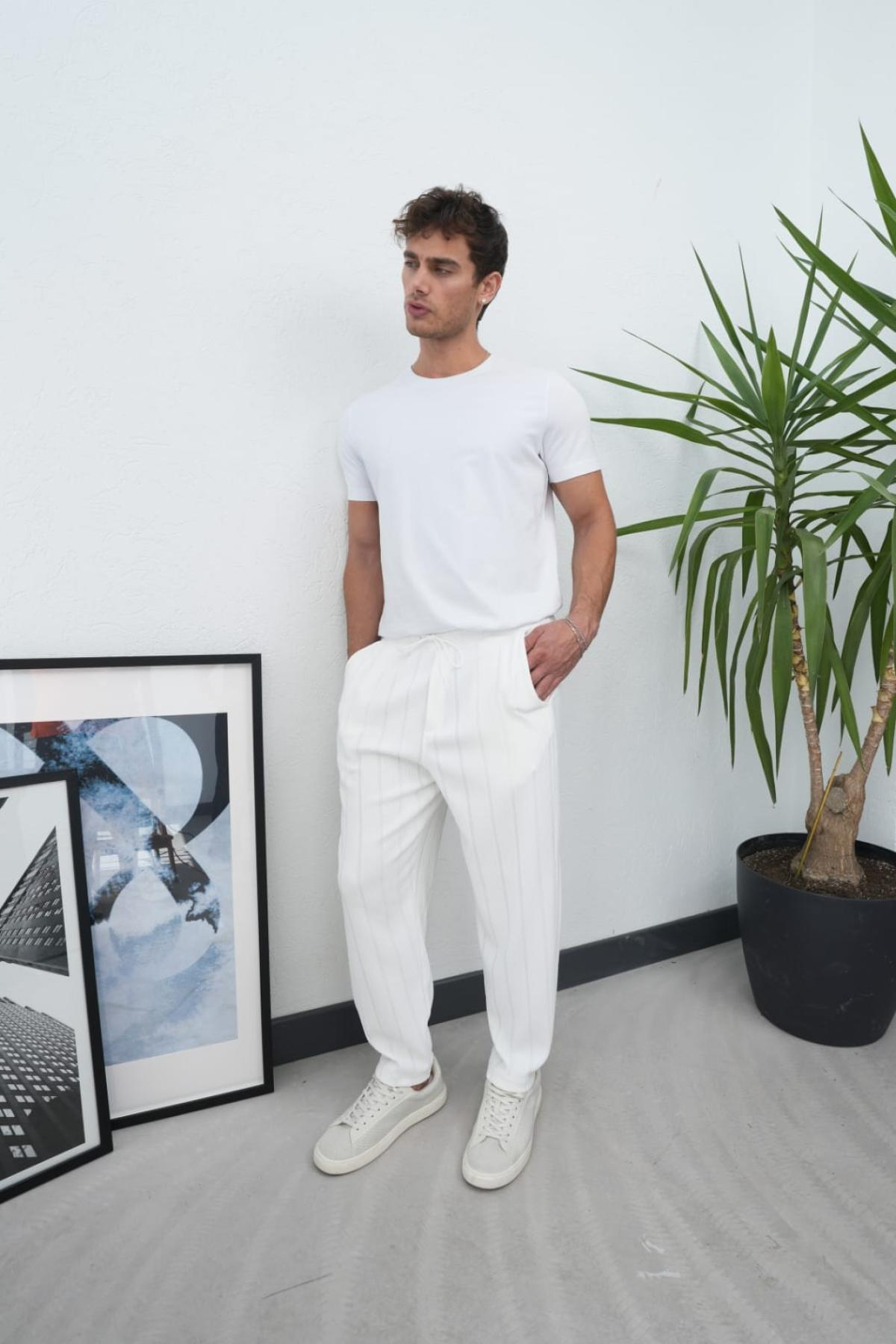 Wholesale Men Ecru Pants 738263