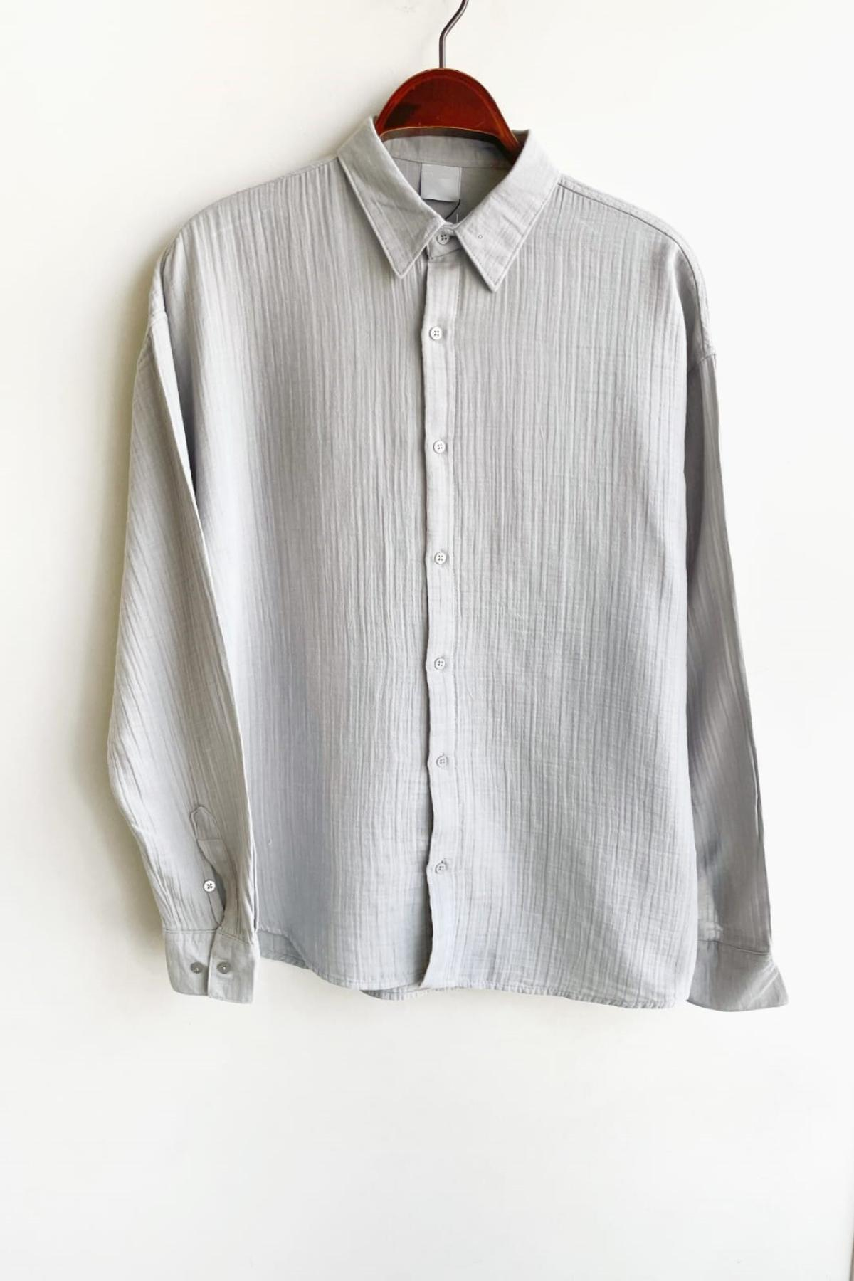 Wholesale Men Gray Long-Sleeve Shirt 739159