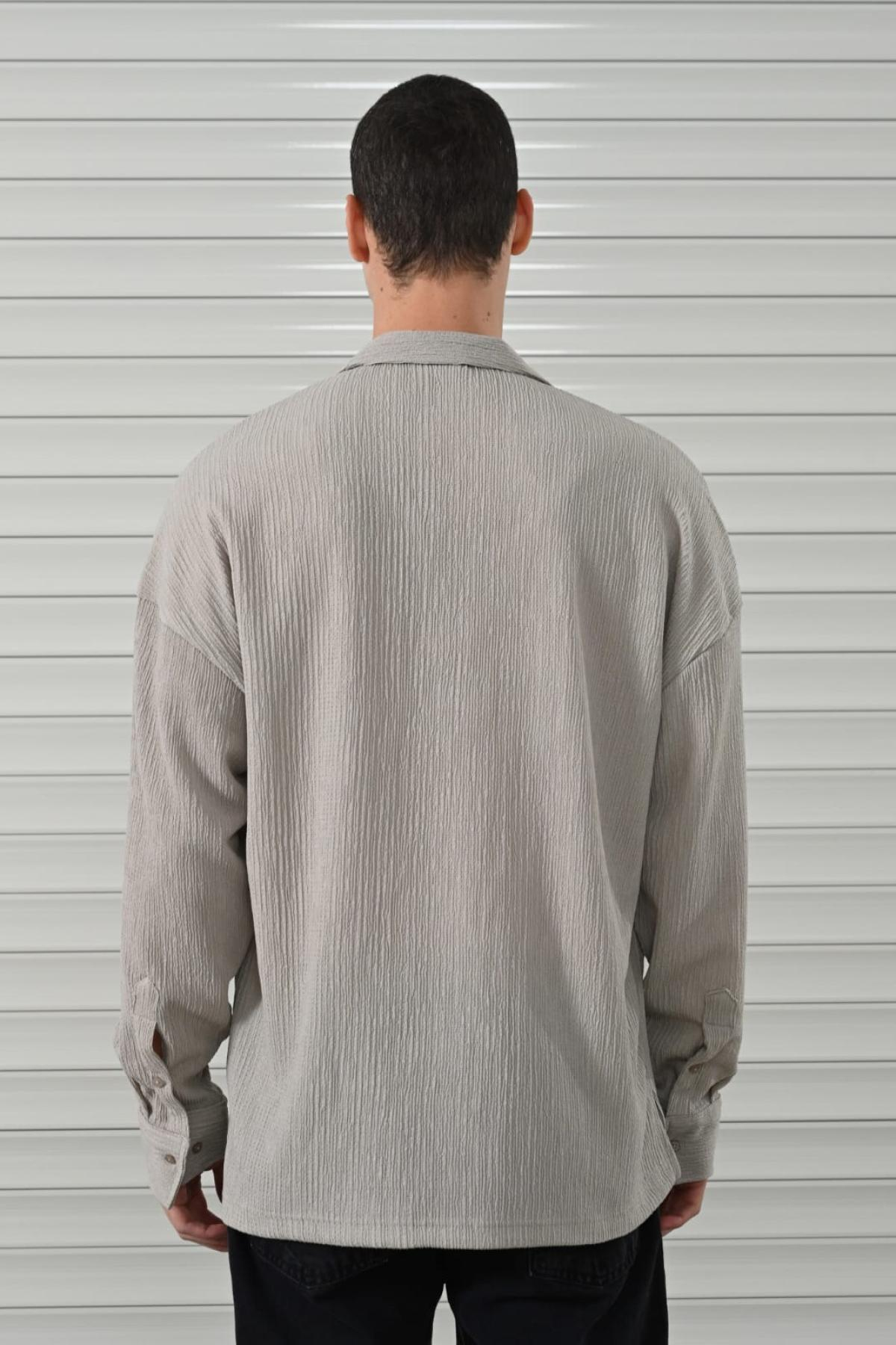 Wholesale Men Gray Long-Sleeve Shirt 739112