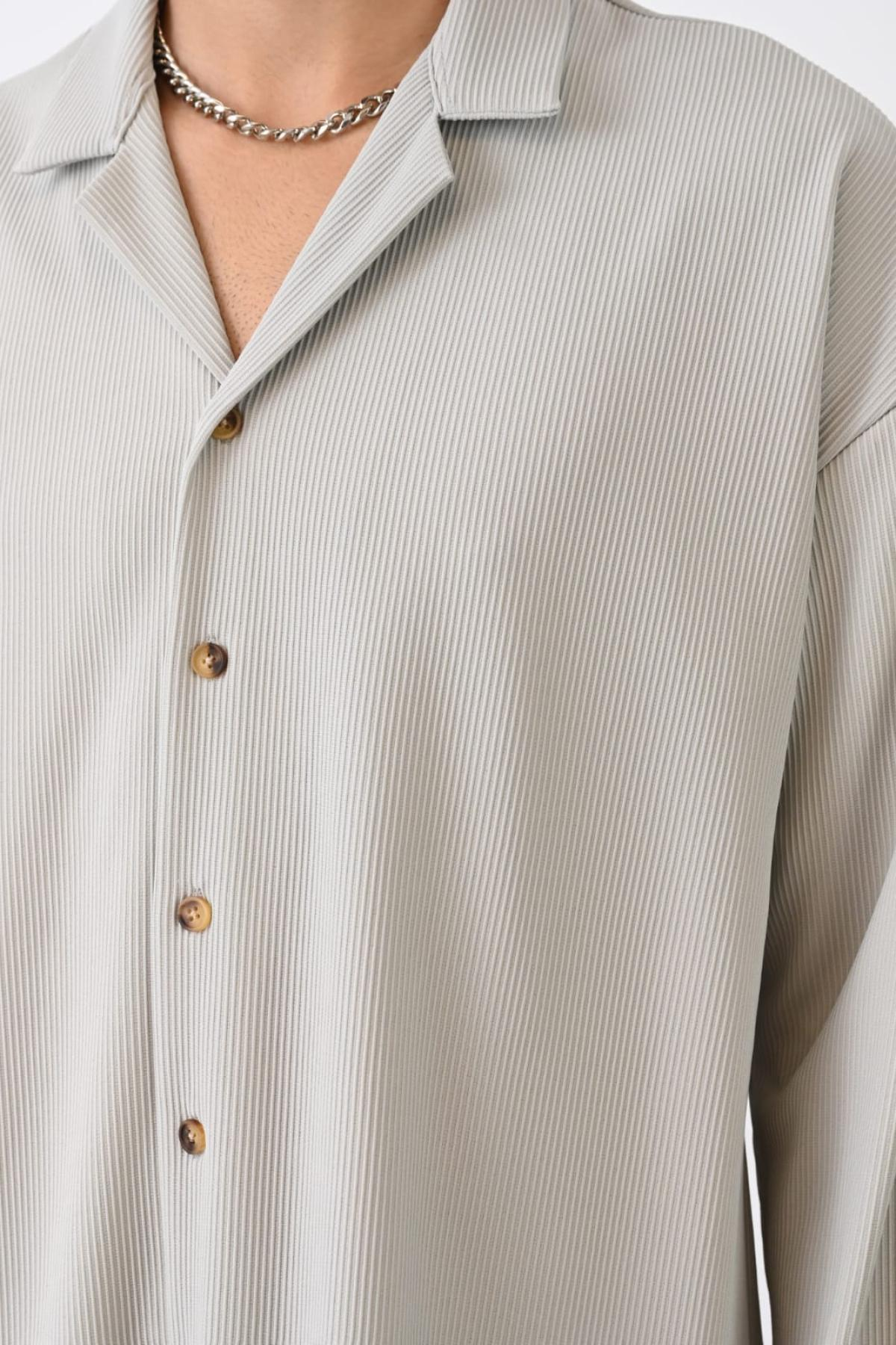 Wholesale Men Gray Long-Sleeve Shirt 739095