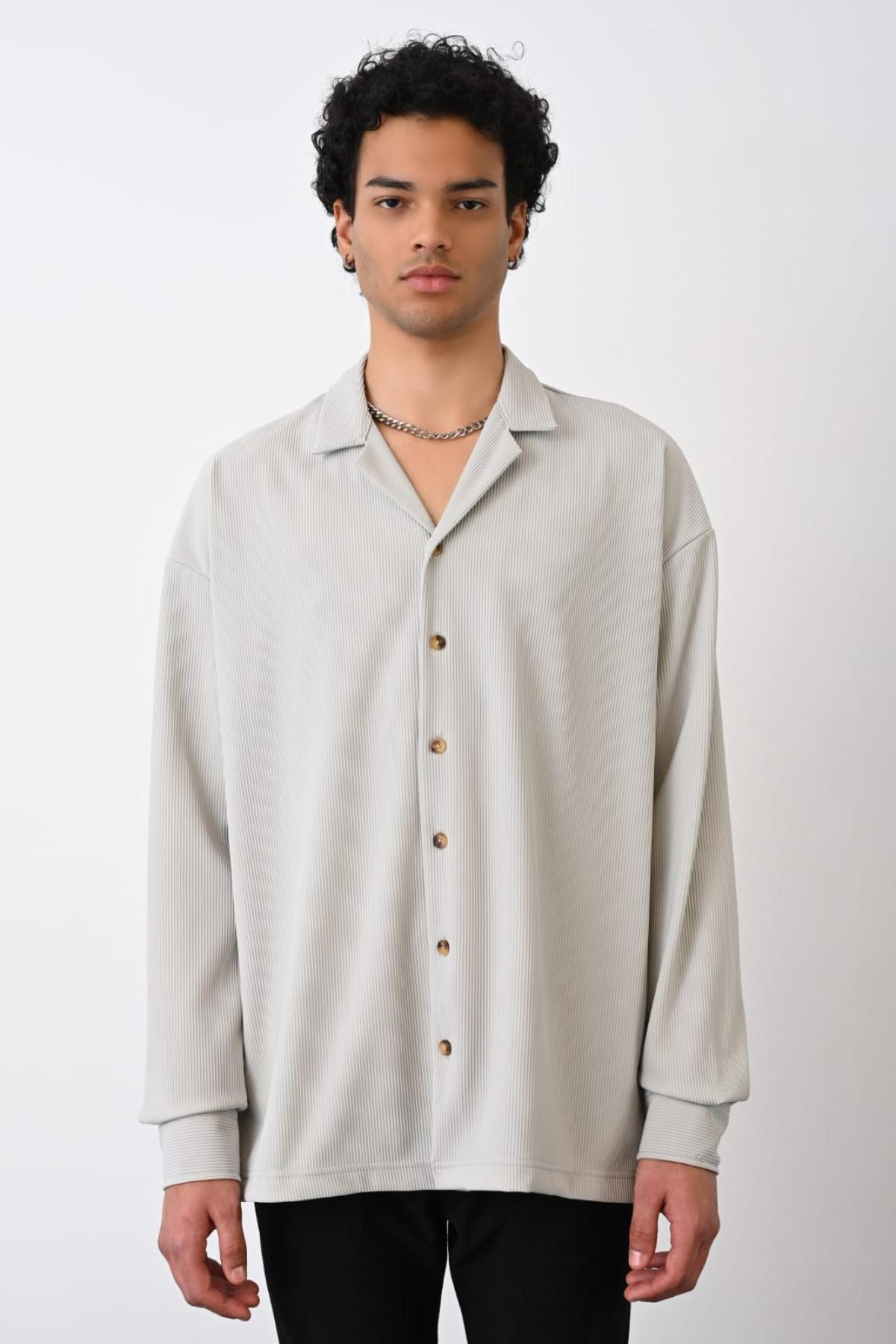 Wholesale Men Gray Long-Sleeve Shirt 739095