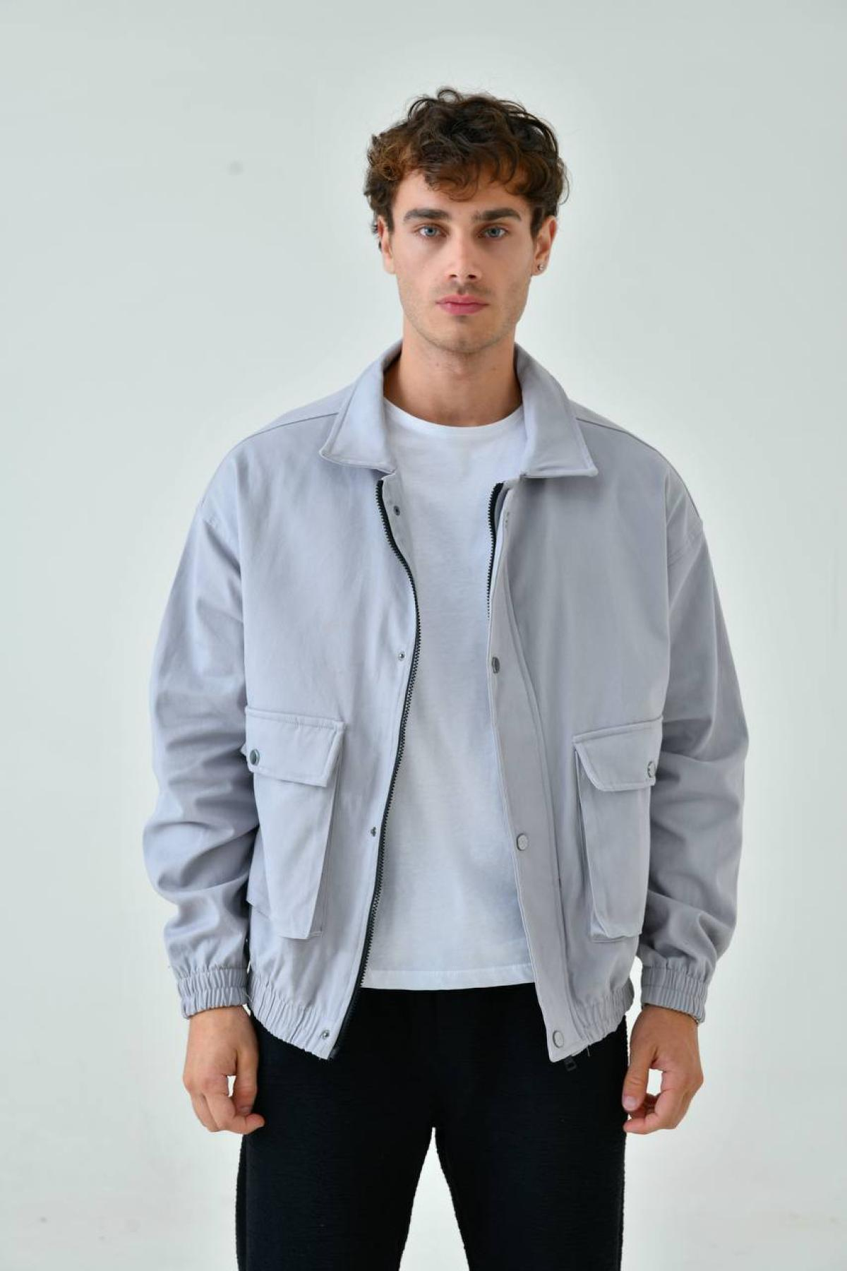 Wholesale Men Gray Oversized Jacket 739167