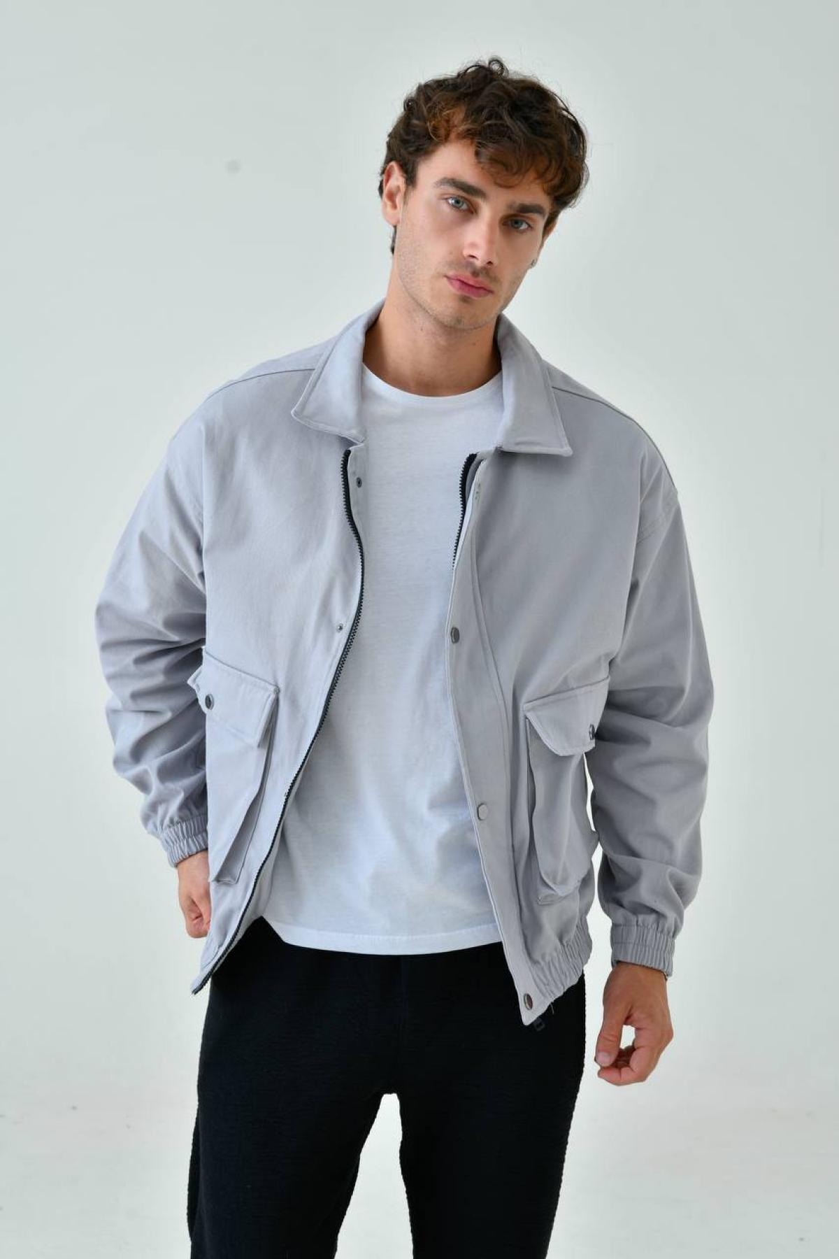 Wholesale Men Gray Oversized Jacket 739167