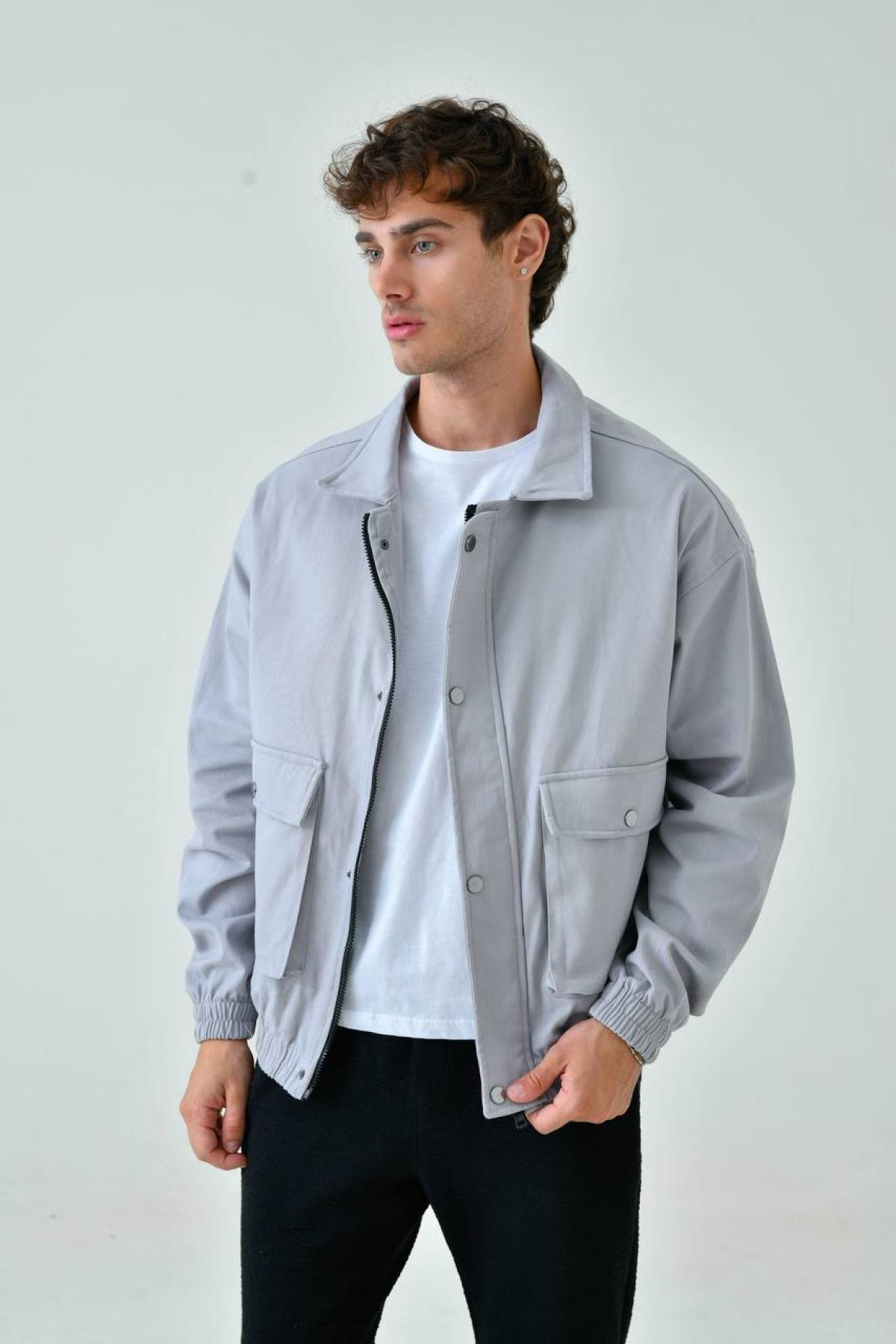 Wholesale Men Gray Oversized Jacket 739167