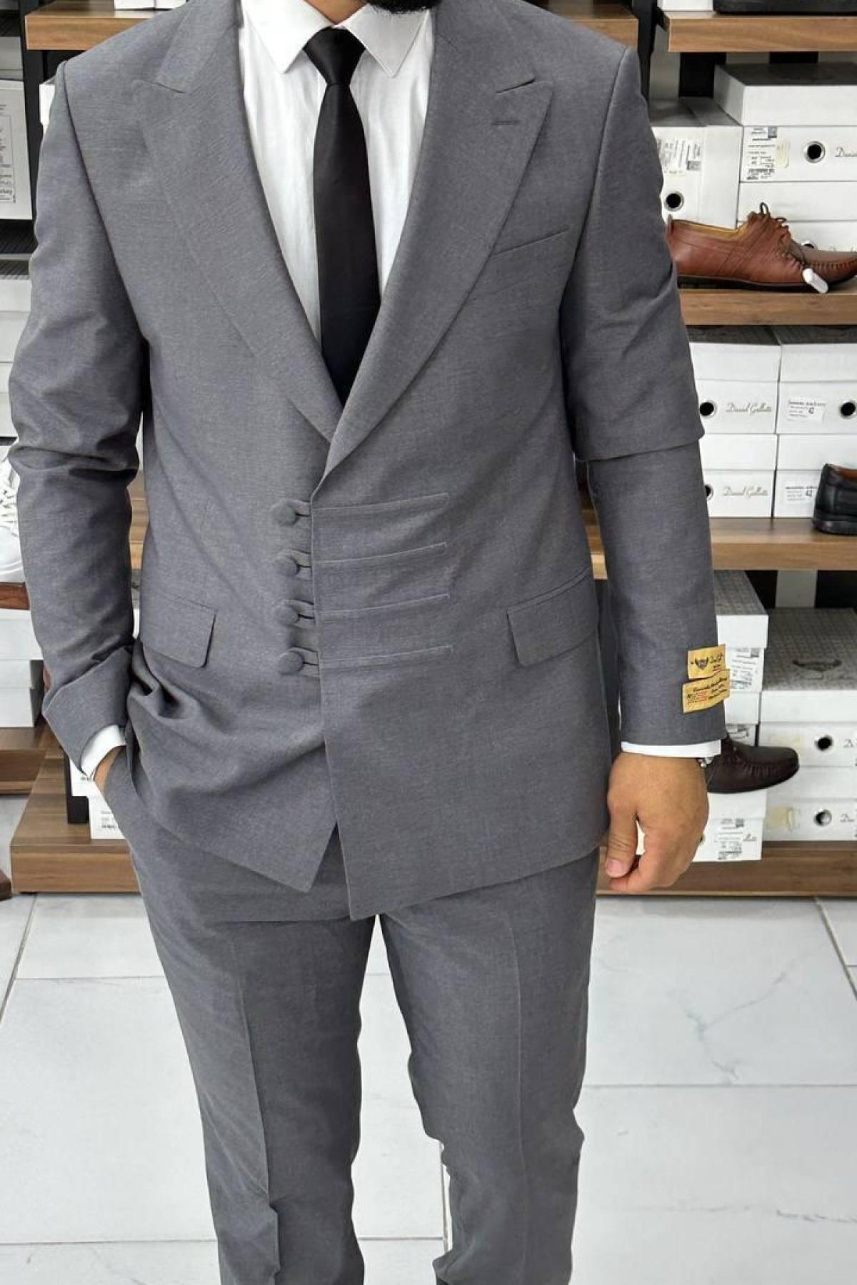Wholesale Men Gray  Two-Piece Suit 739055