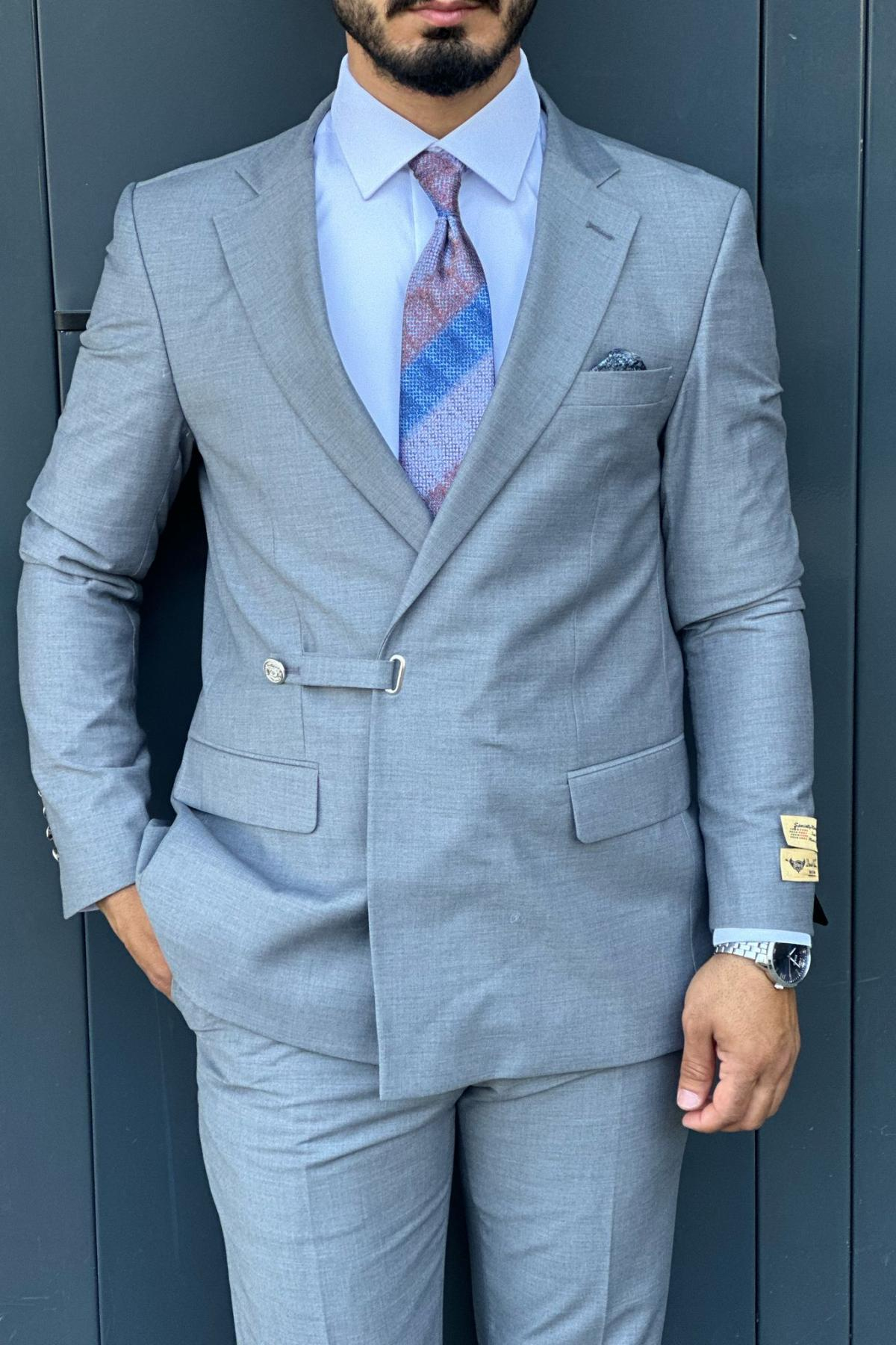 Wholesale Men Gray Two-Piece Suit 738957
