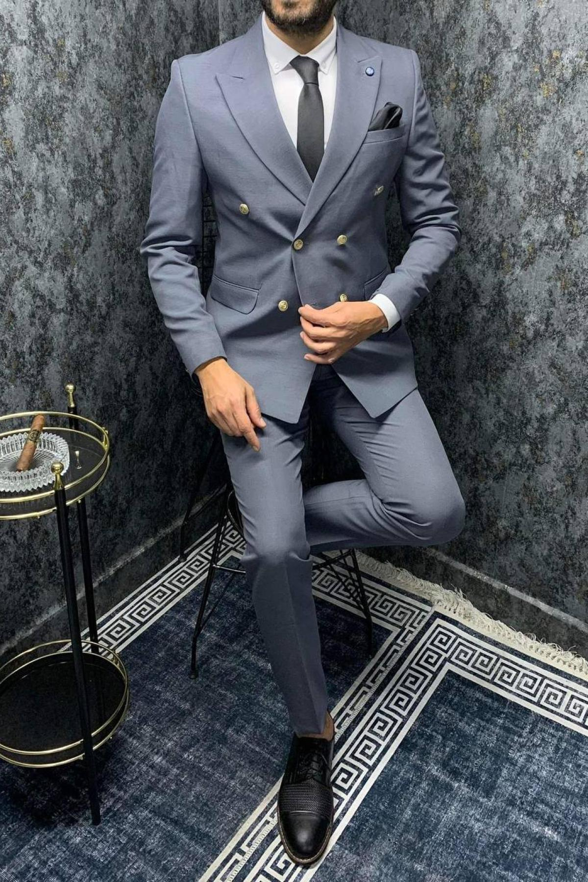 Wholesale Men Gray Two Piece Suits Blazer and Trousers 708998