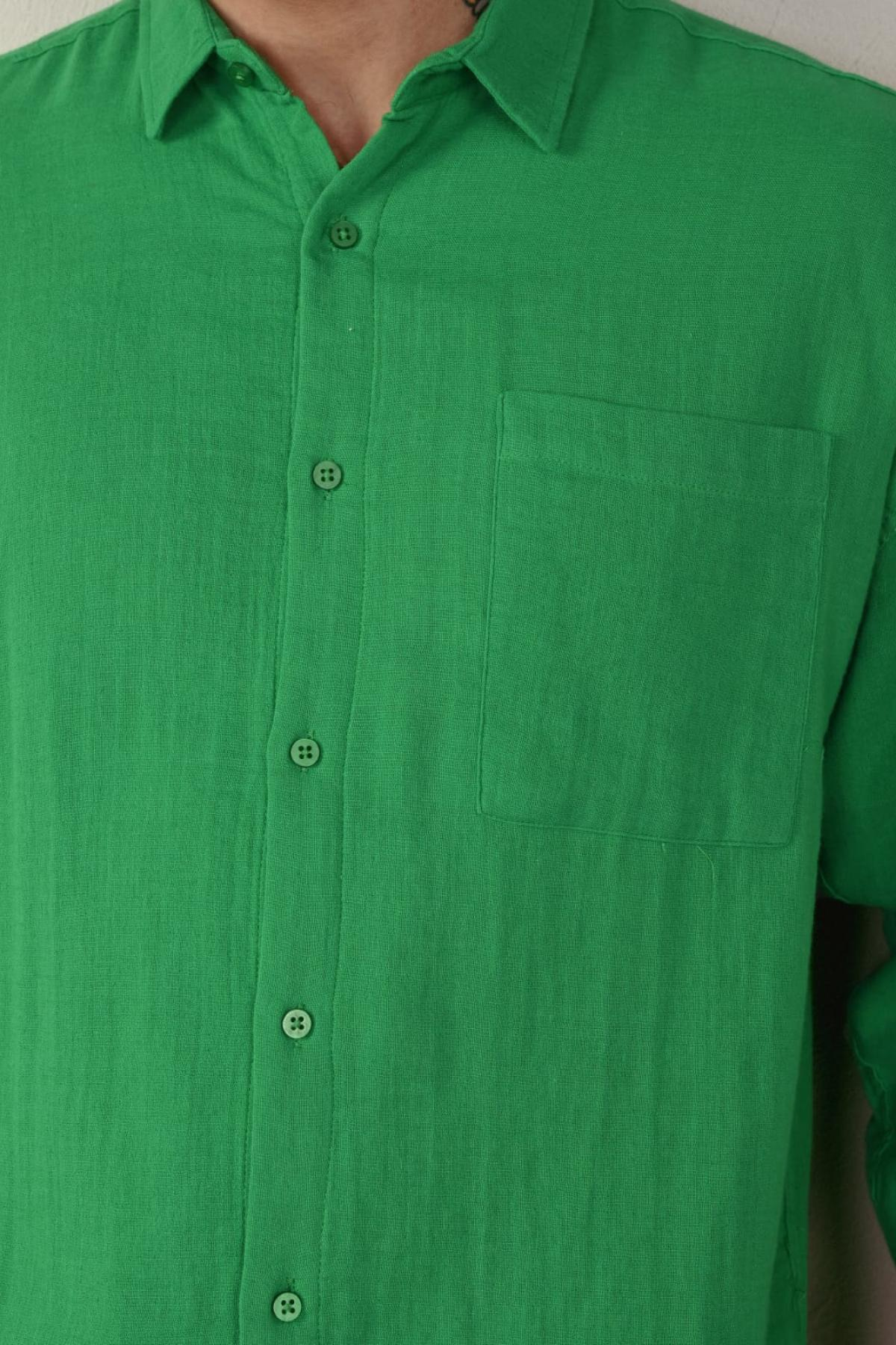 Wholesale Men Green Long-Sleeve Shirt 739152