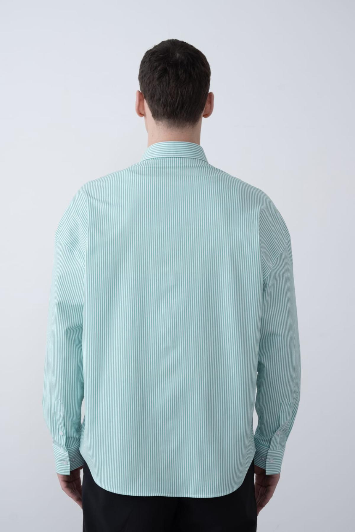 Wholesale Men Green Long-Sleeve Shirt 739090