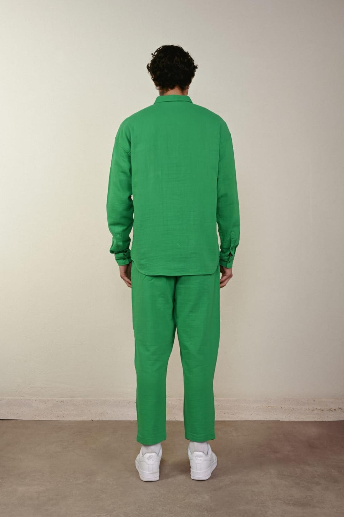 Wholesale Men Green Long-Sleeve Shirt 739152