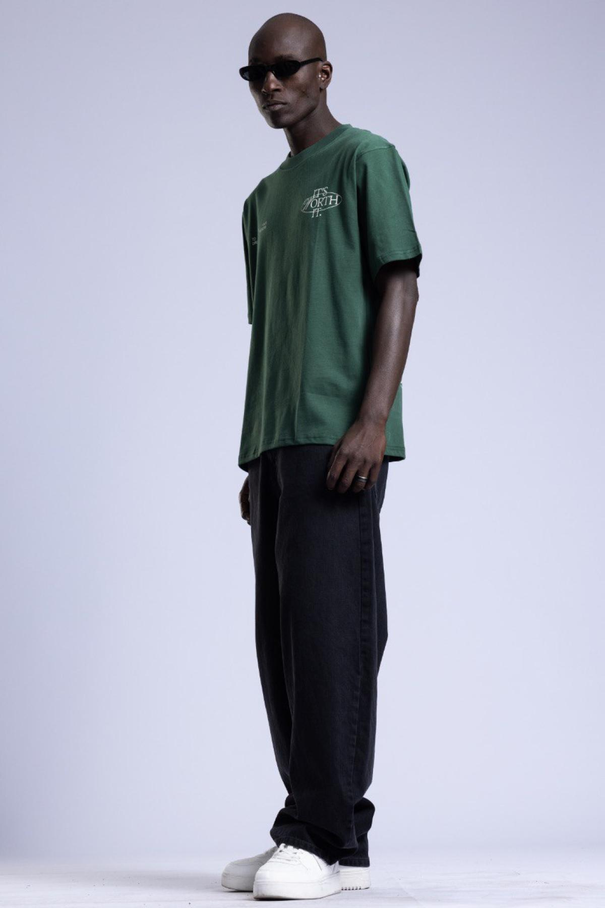 Wholesale Men Green Printed T-shirt 736470