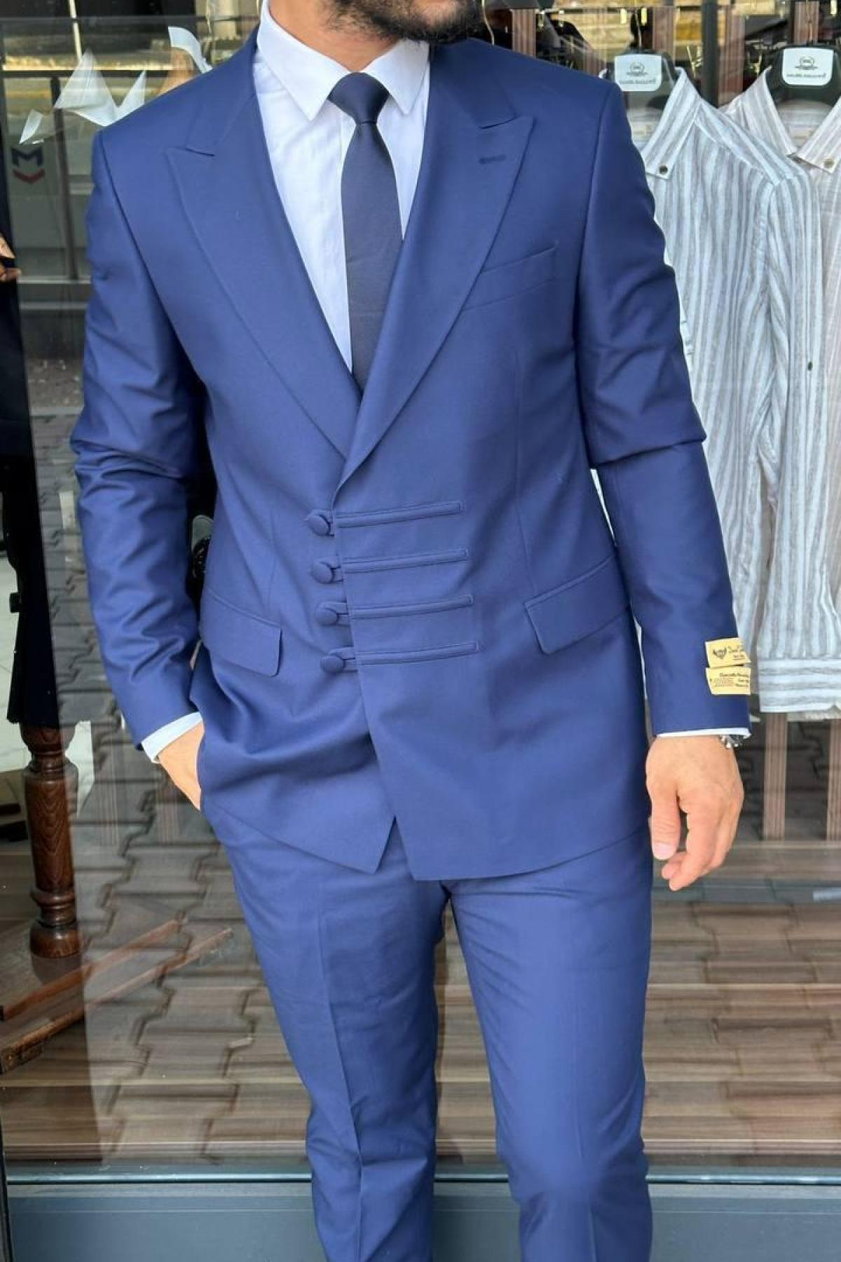 Wholesale Men Indigo Two-Piece Suit 739050