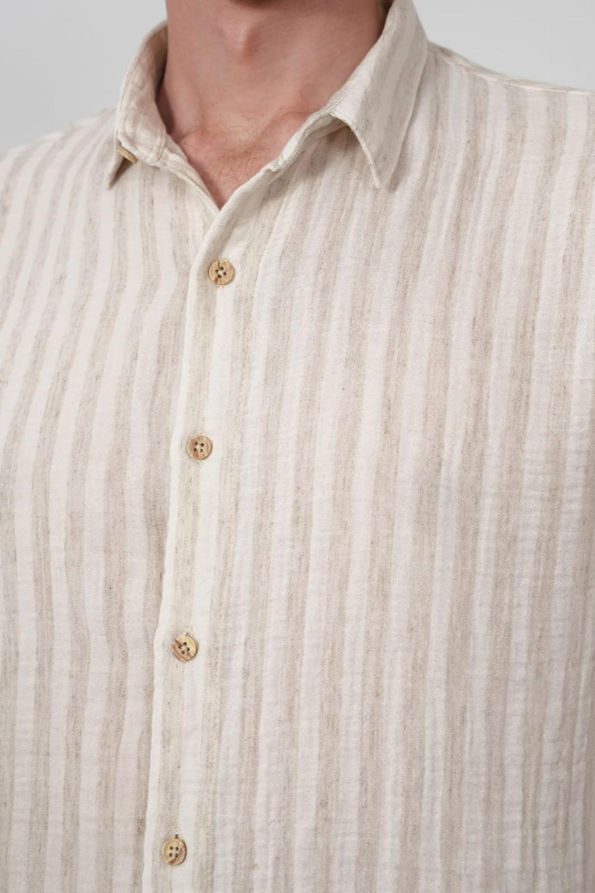 Wholesale Men Ivory Long-Sleeve Shirt 739088