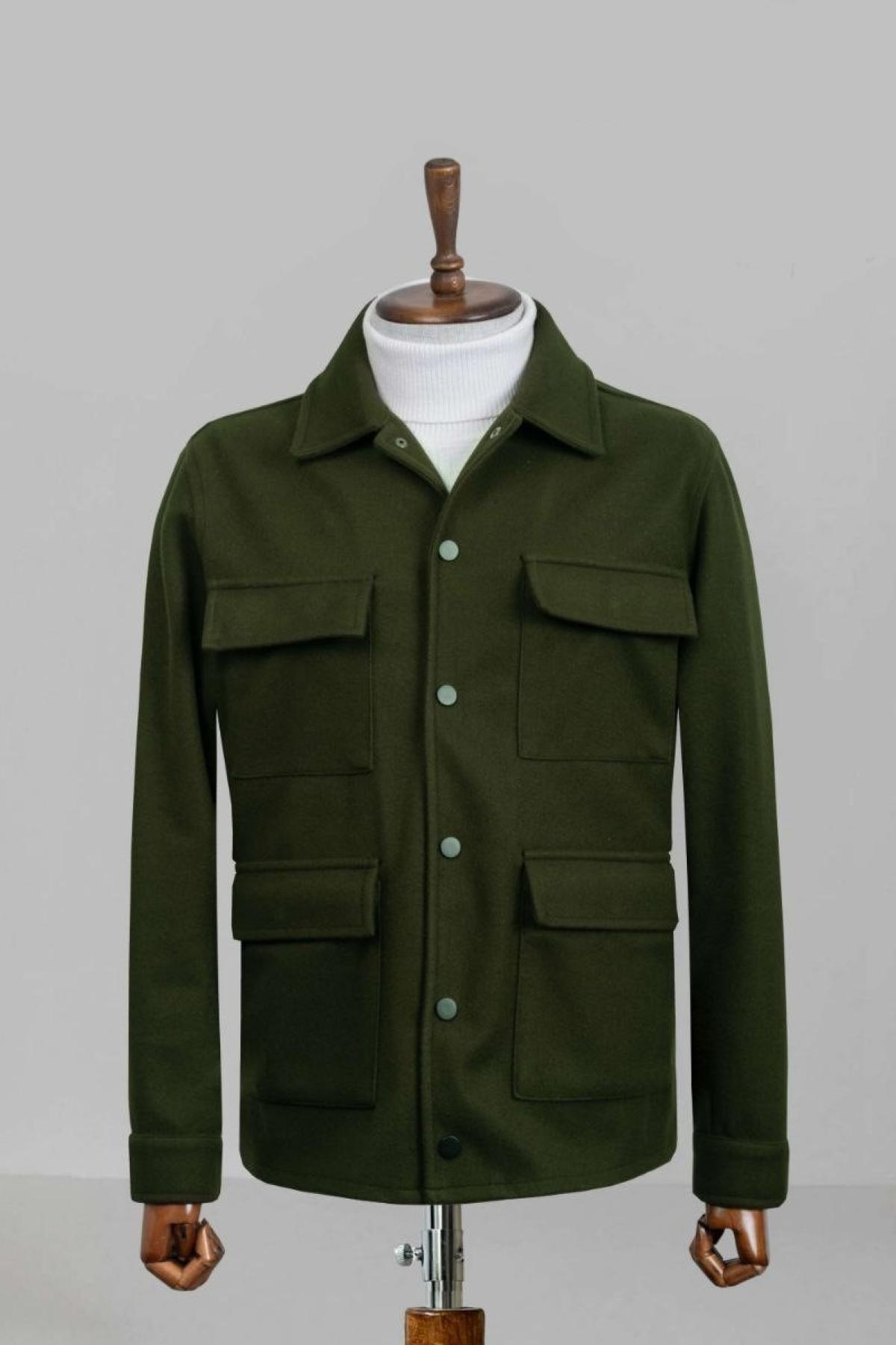 Wholesale Men Khaki Four Pocket Coat 738188