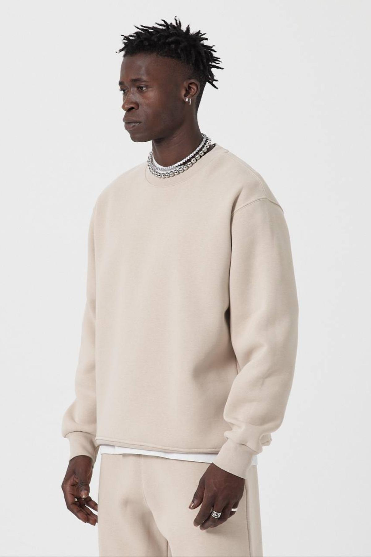 Wholesale Men Light Beige Sweatshirt 739205