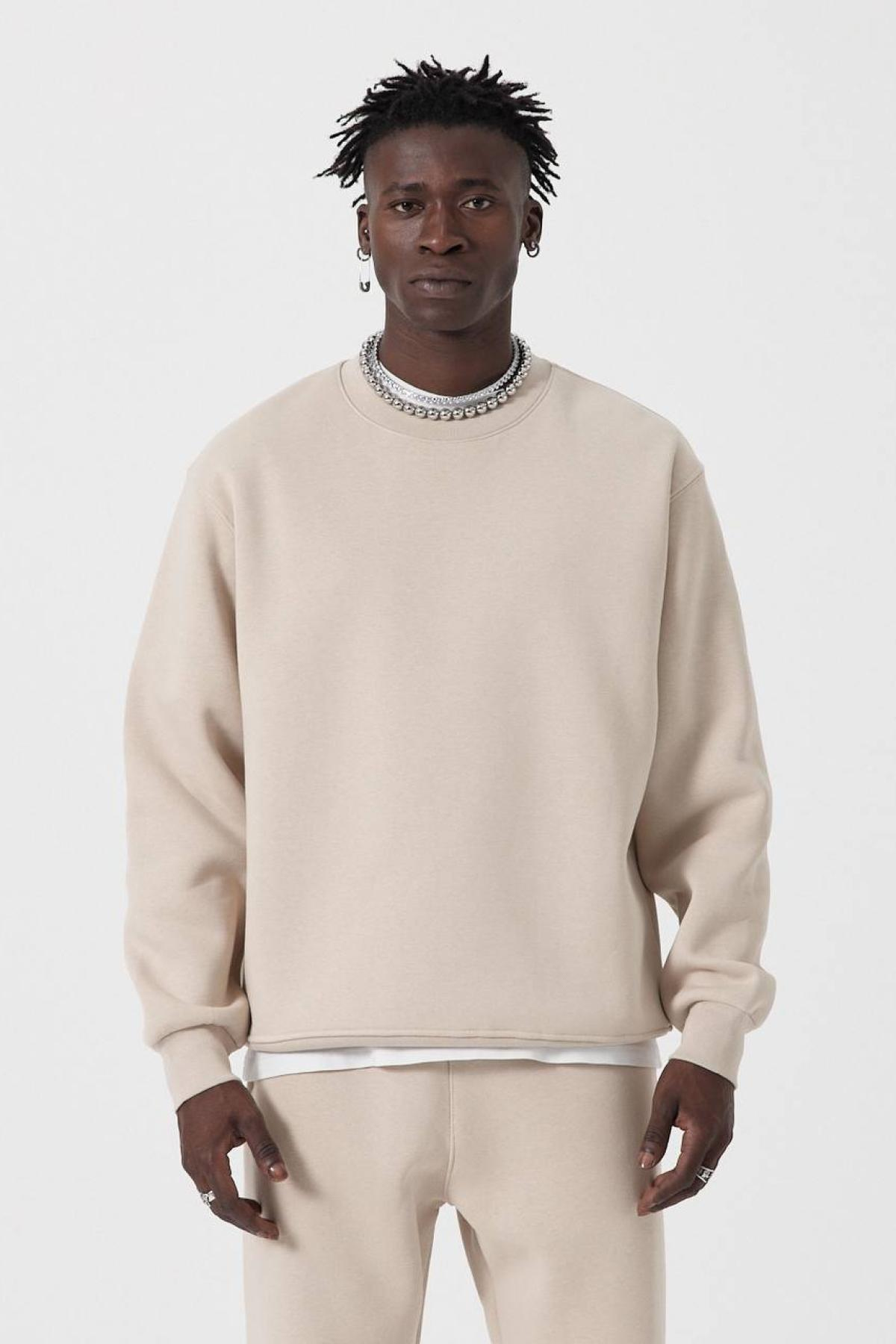 Wholesale Men Light Beige Sweatshirt 739205