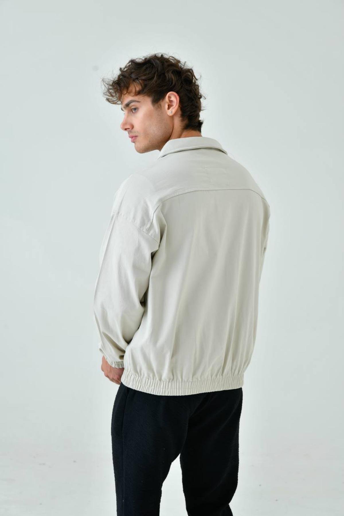 Wholesale Men Light Gray Oversized Jacket 739166