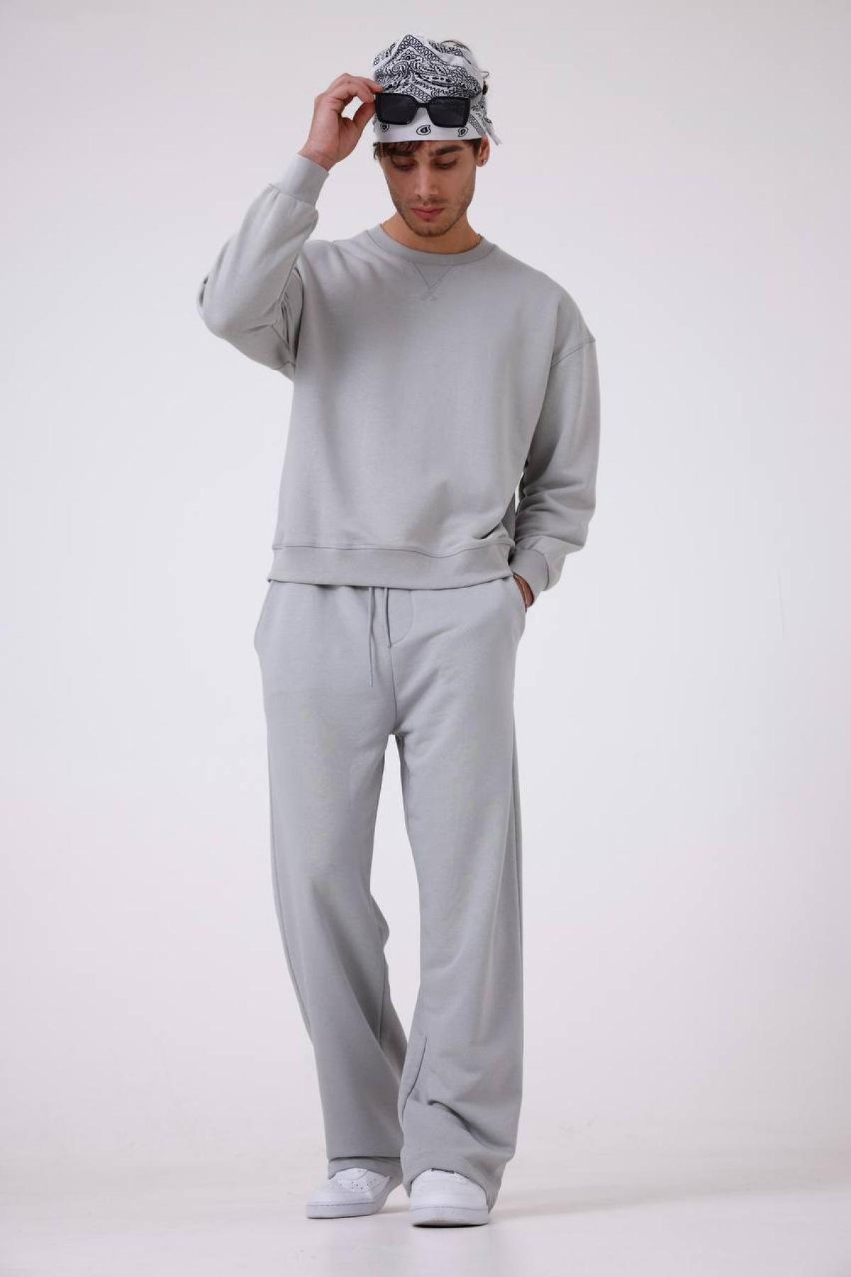 Wholesale Men Light Gray Tracksuit Set 739174