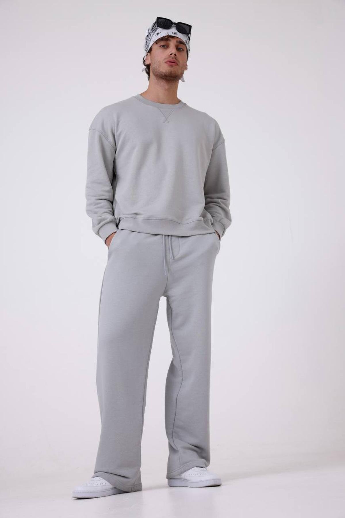 Wholesale Men Light Gray Tracksuit Set 739174
