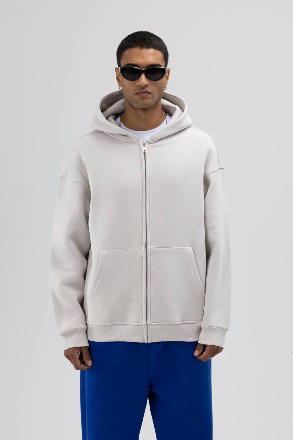 Wholesale Men Light Stone Zip-Up Hoodie 739102