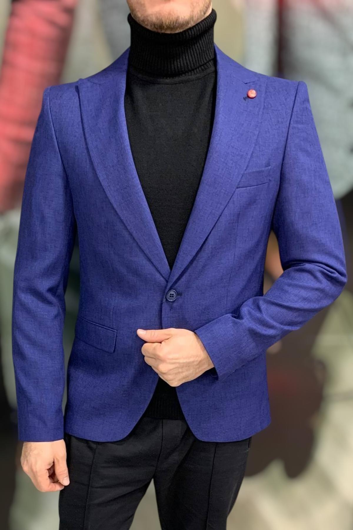 Wholesale Men Midnight Blue Single Breasted Blazer Jacket 720090