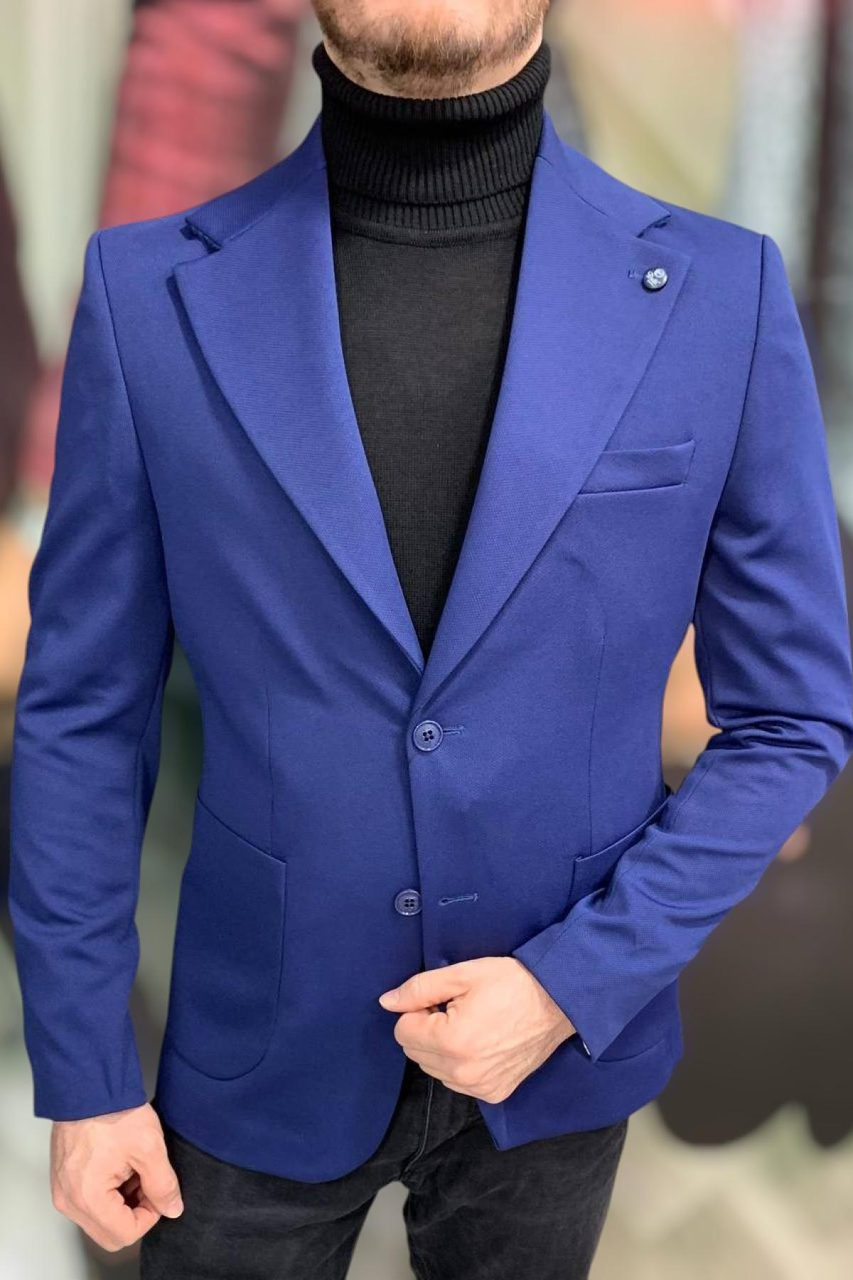 Wholesale Men Midnight Blue Single Breasted Blazer Jacket 720201