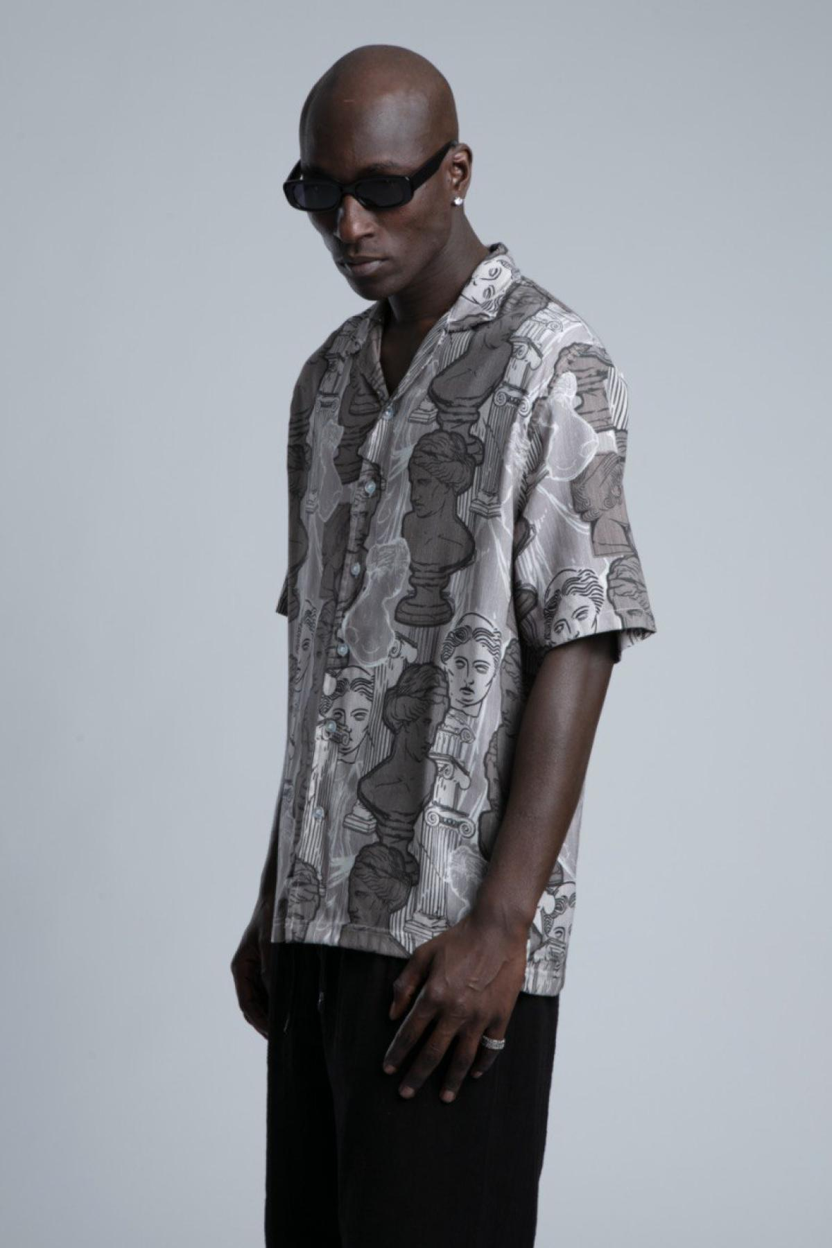Wholesale Men Mink Printed Short Sleeve Shirt 729978