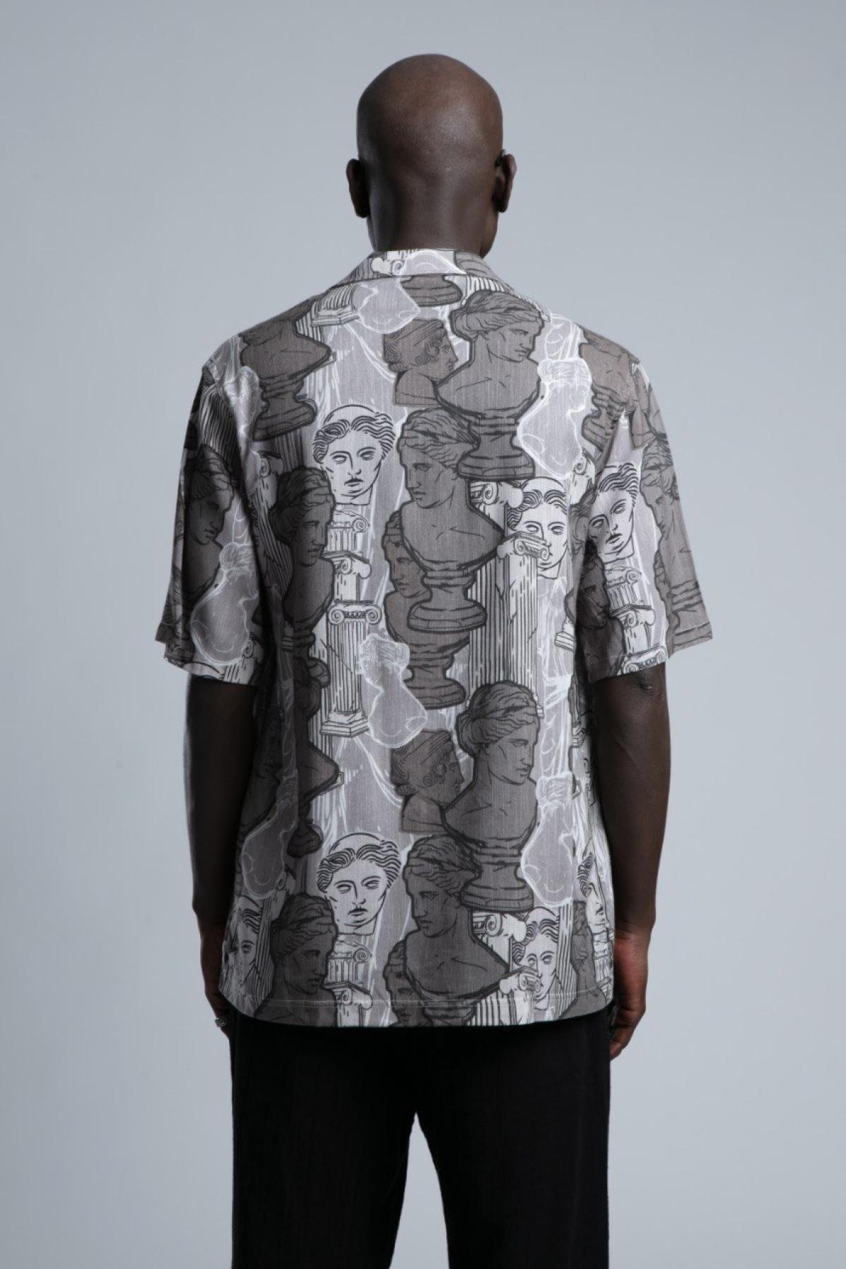 Wholesale Men Mink Printed Short Sleeve Shirt 729978