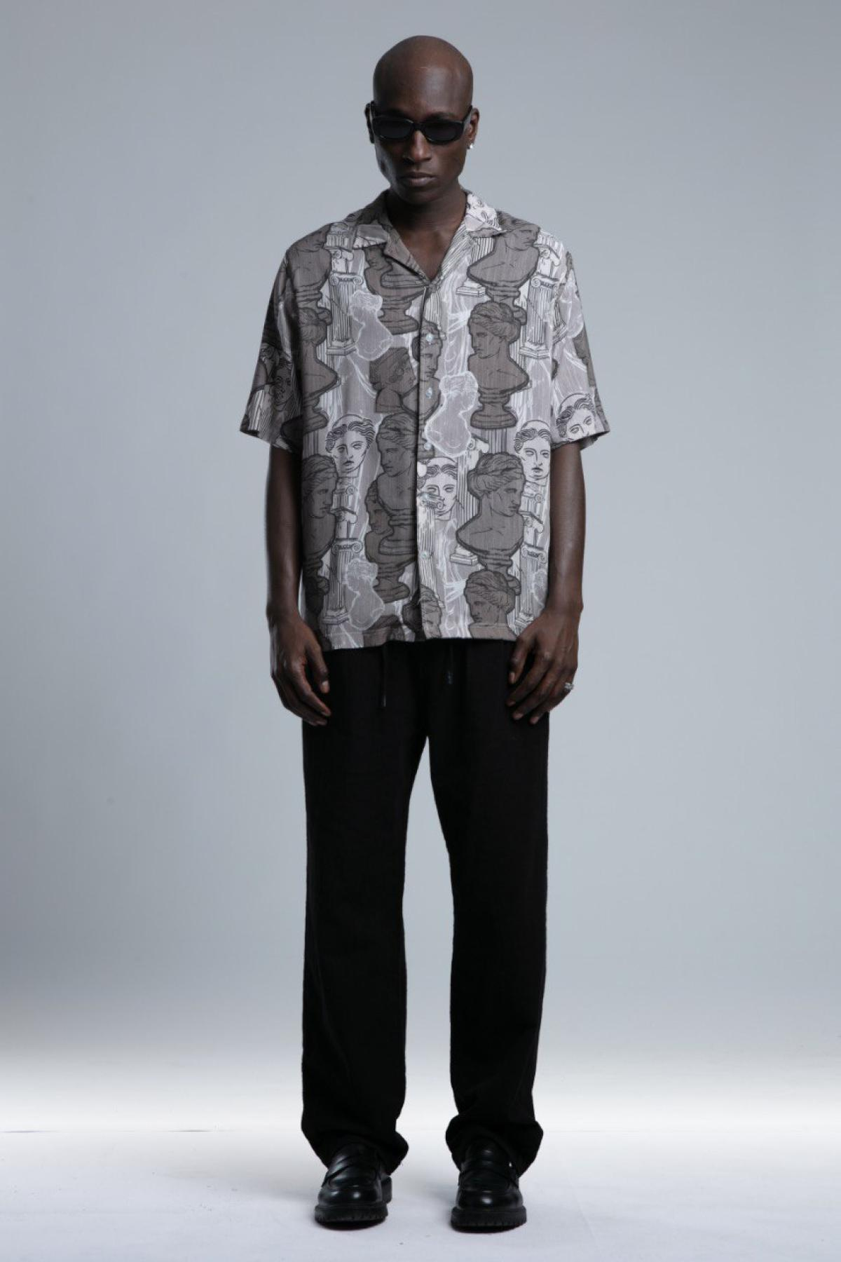 Wholesale Men Mink Printed Short Sleeve Shirt 729978