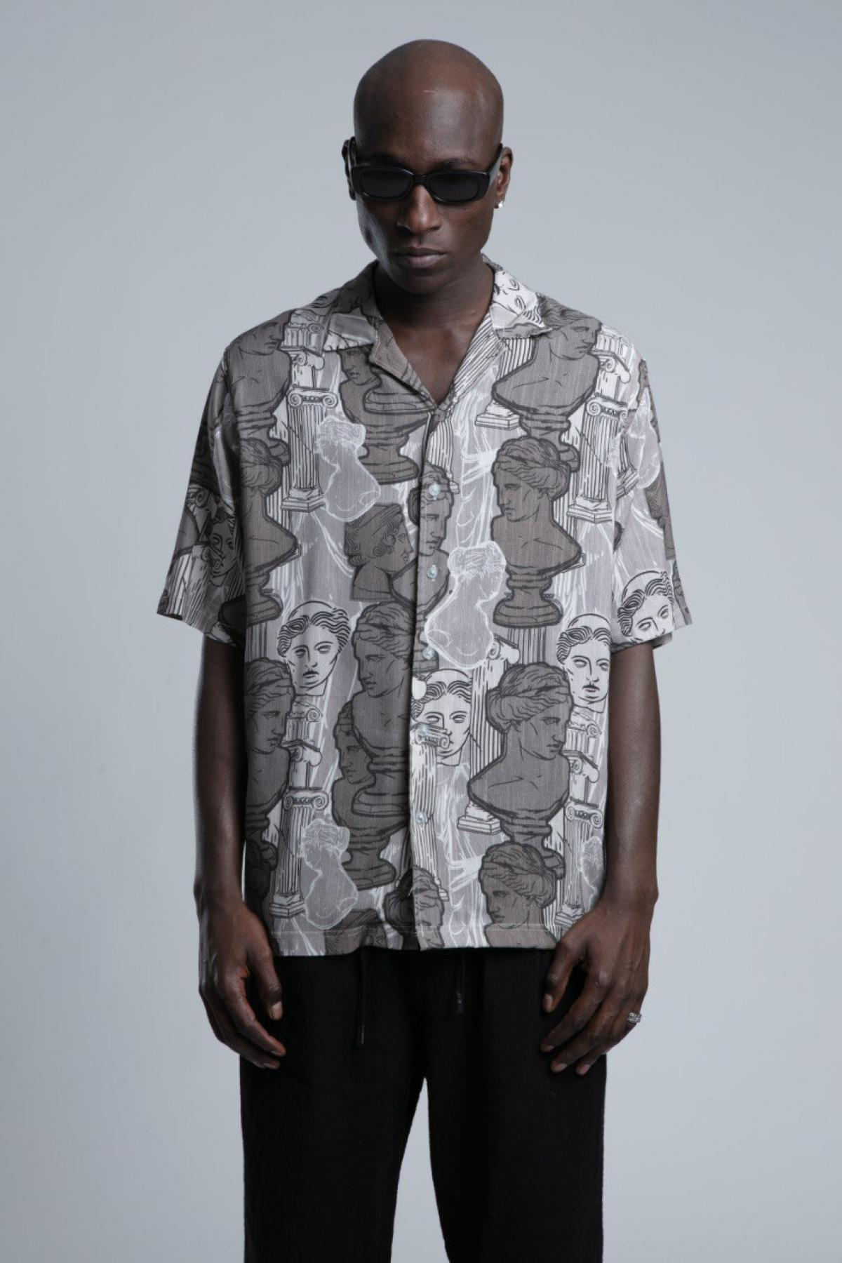 Wholesale Men Mink Printed Short Sleeve Shirt 729978