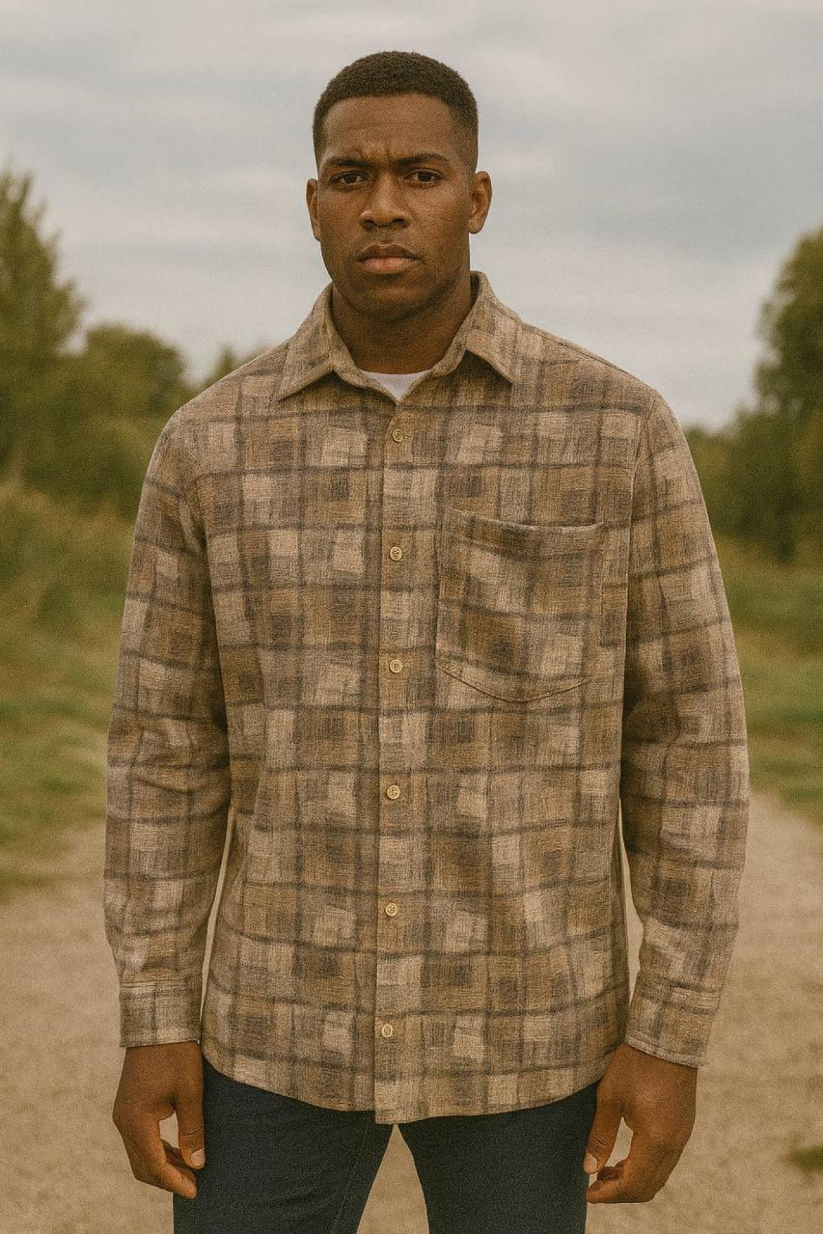 Wholesale Men Mustard Plaid Shirt 738261