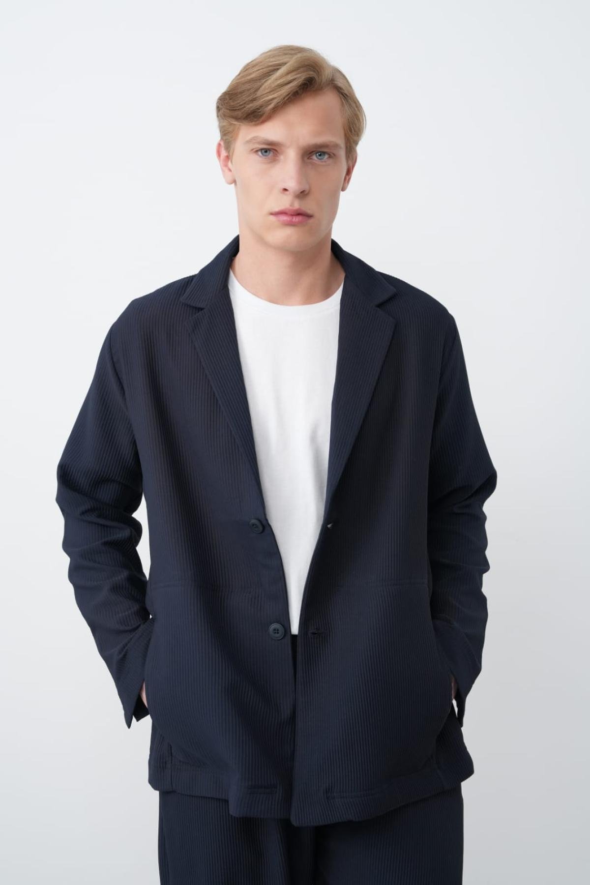 Wholesale Men Navy Blazer 738198