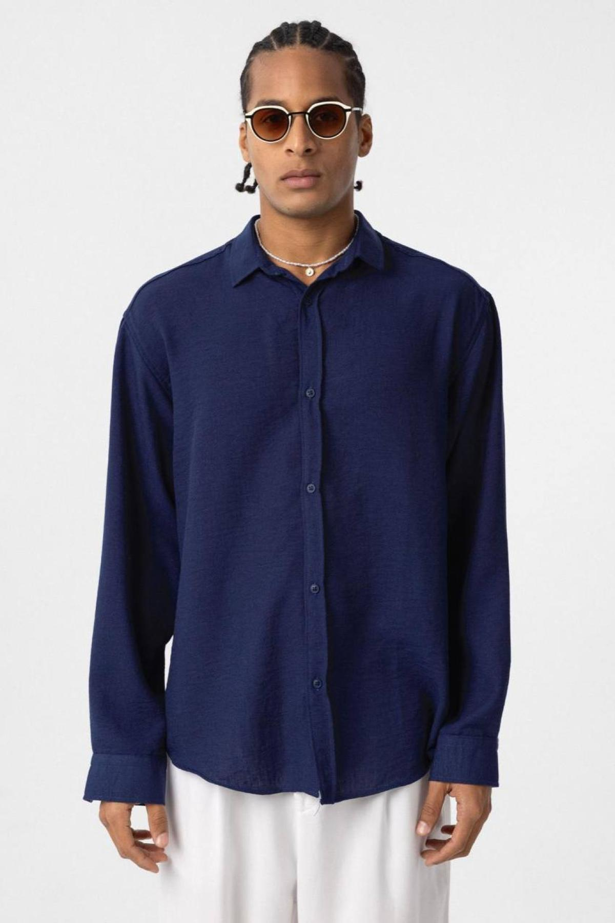 Wholesale Men Navy Oversize Shirt 731265